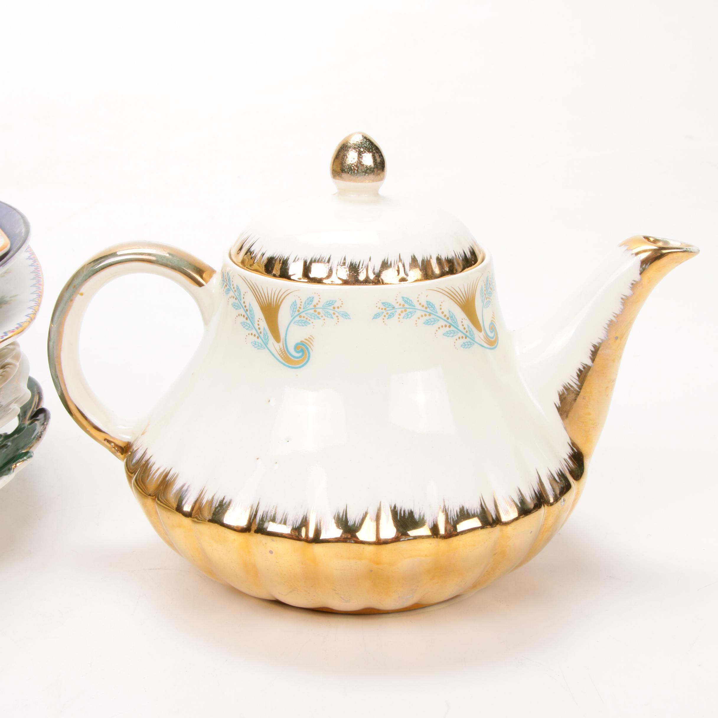 Jean Pouyat Limoges and Other Gilt Porcelain Plates and Serveware