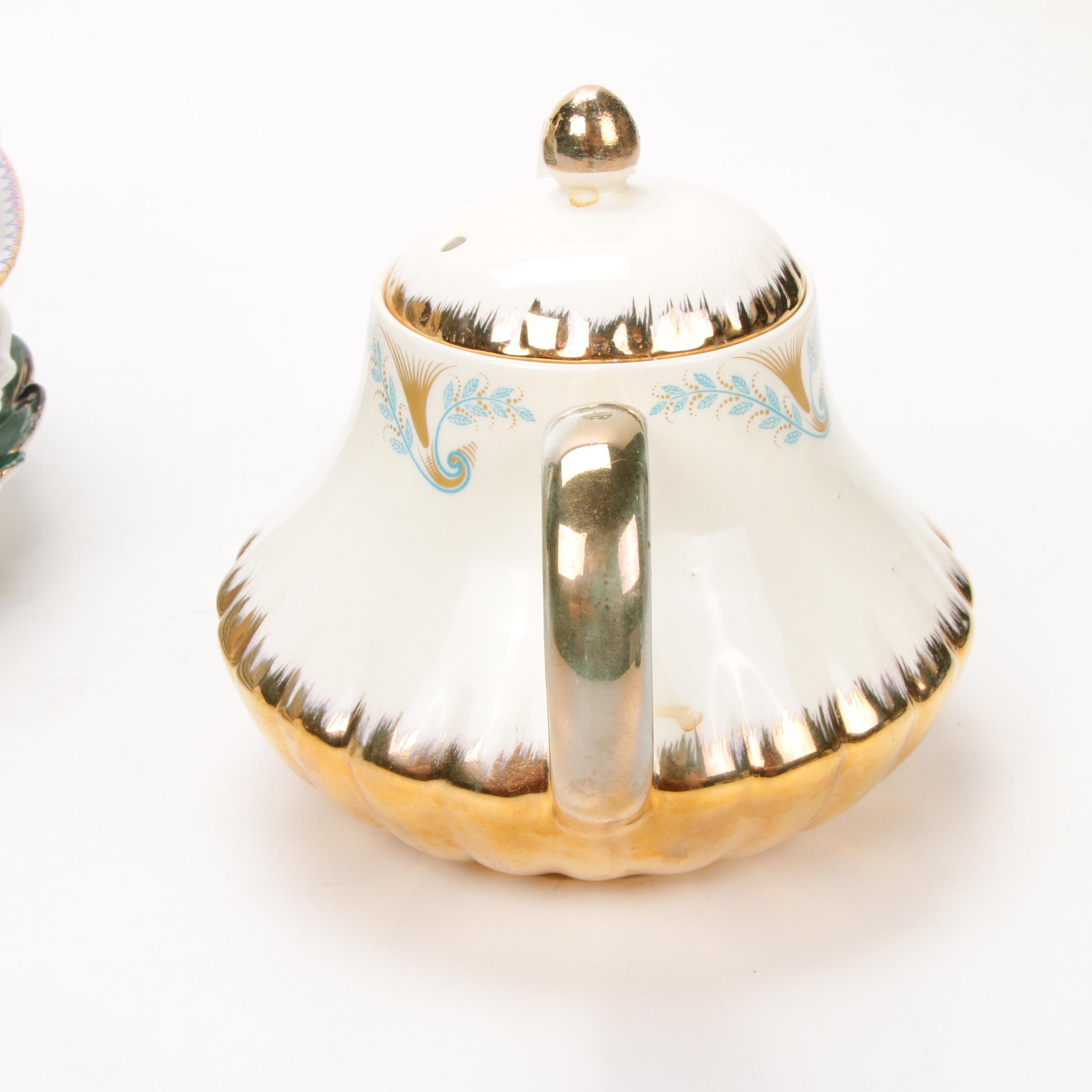 Jean Pouyat Limoges and Other Gilt Porcelain Plates and Serveware