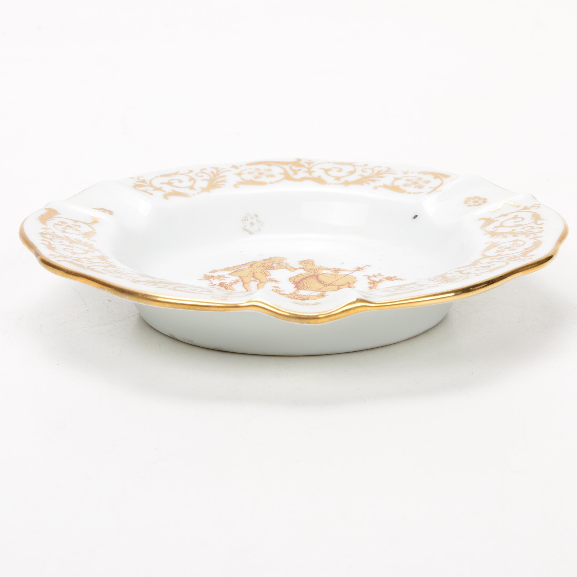 Jean Pouyat Limoges and Other Gilt Porcelain Plates and Serveware