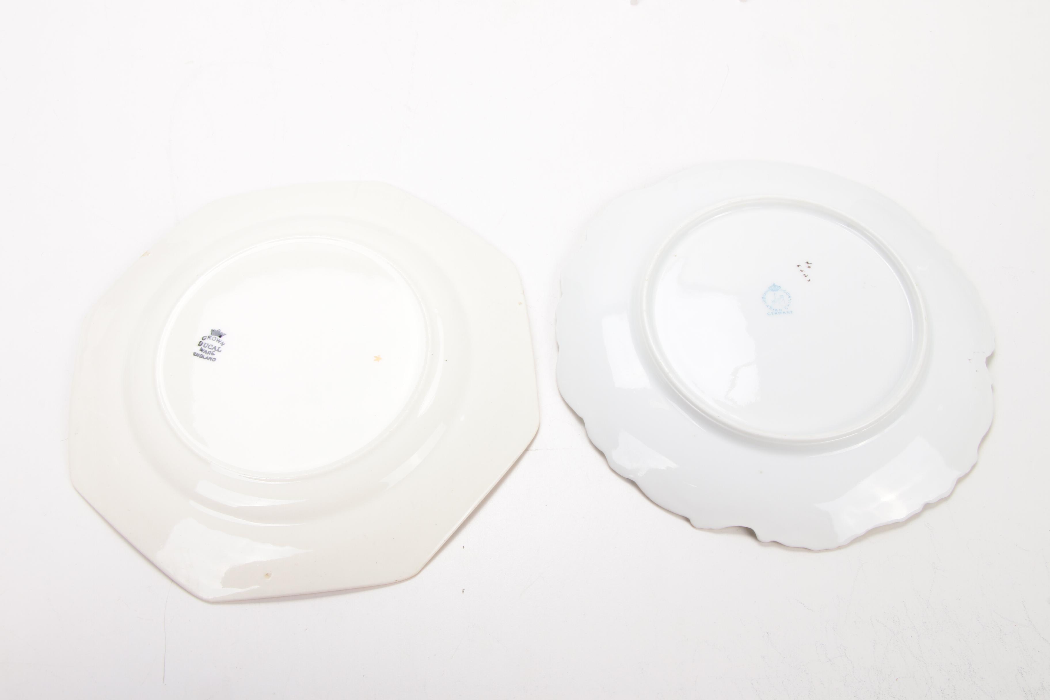 Jean Pouyat Limoges and Other Gilt Porcelain Plates and Serveware