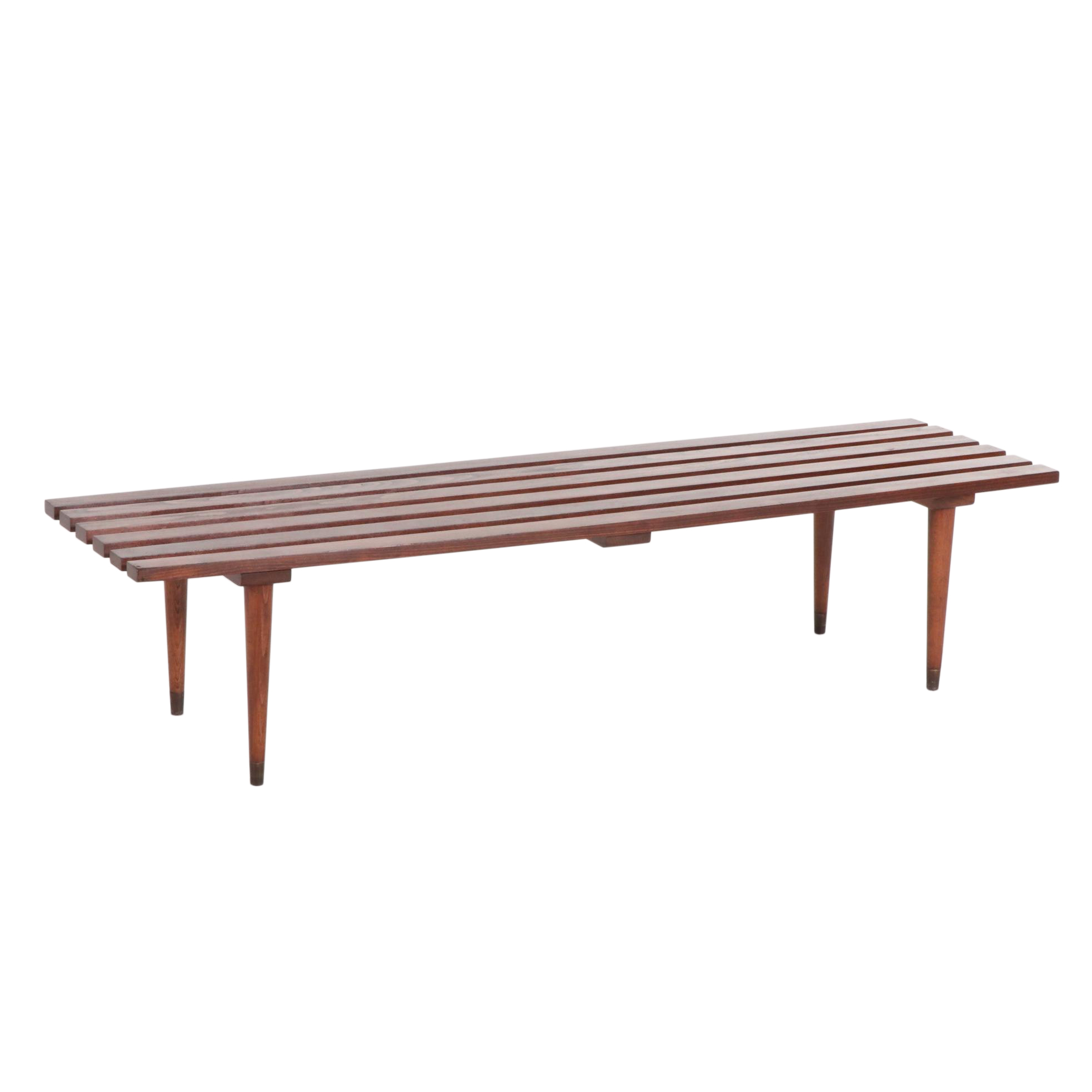 Mid Century Modern Wood Slat Bench in the Style of George Nelson