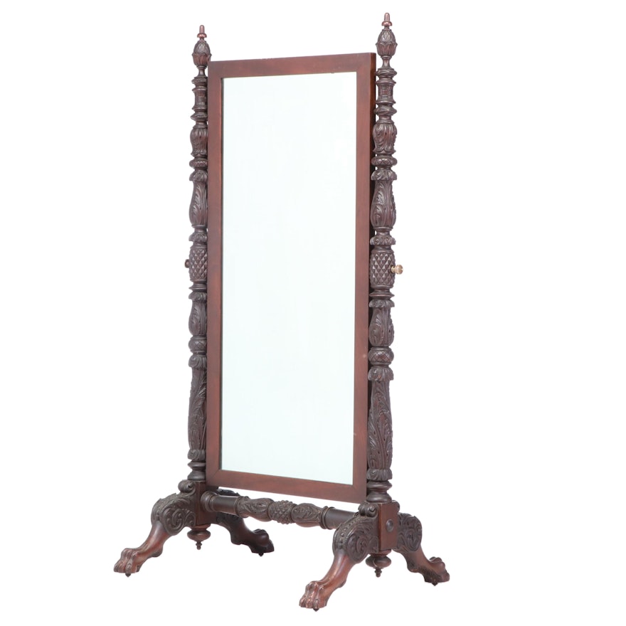 American Late Classical Mahogany Cheval Mirror, circa 1830