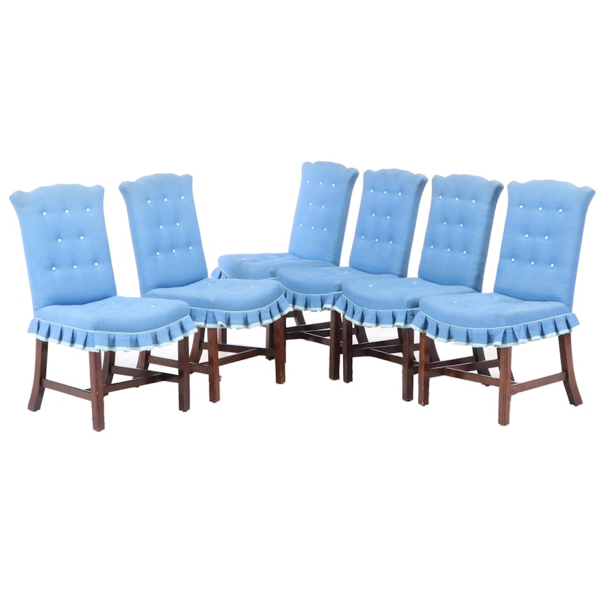 Six Chippendale Style Cherrywood Dining Side Chairs, 20th Century