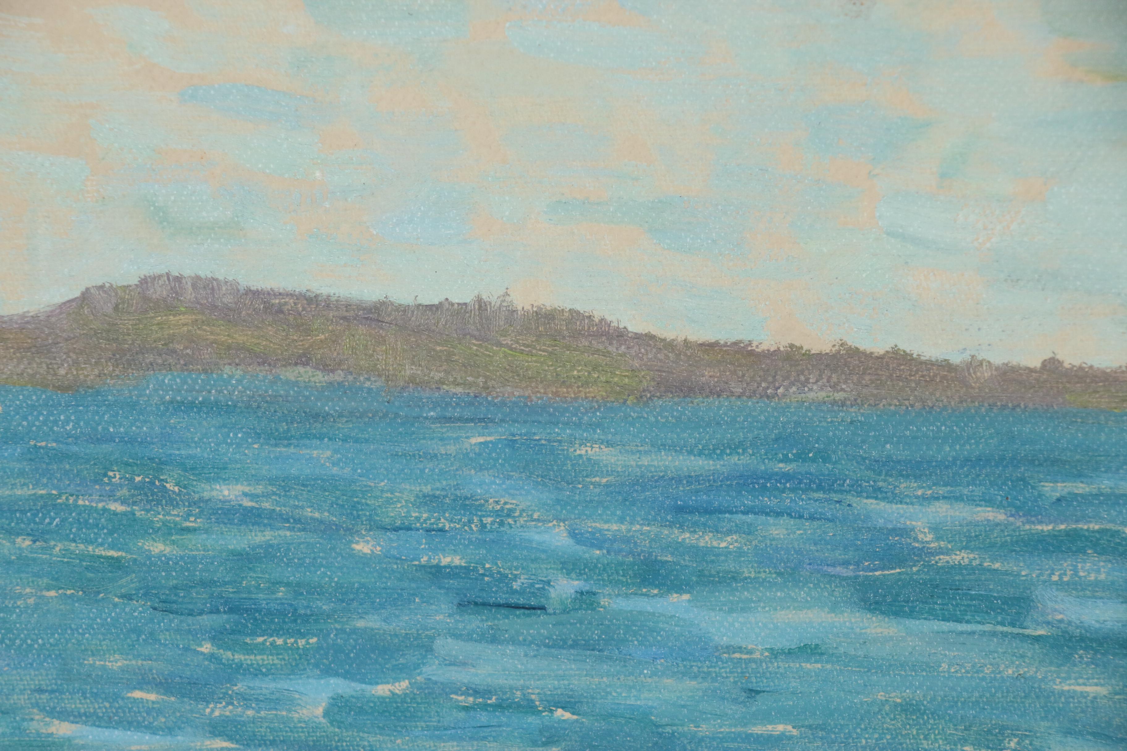 Eva Springer Seaside Landscape Oil Painting, Early to Mid-20th Century