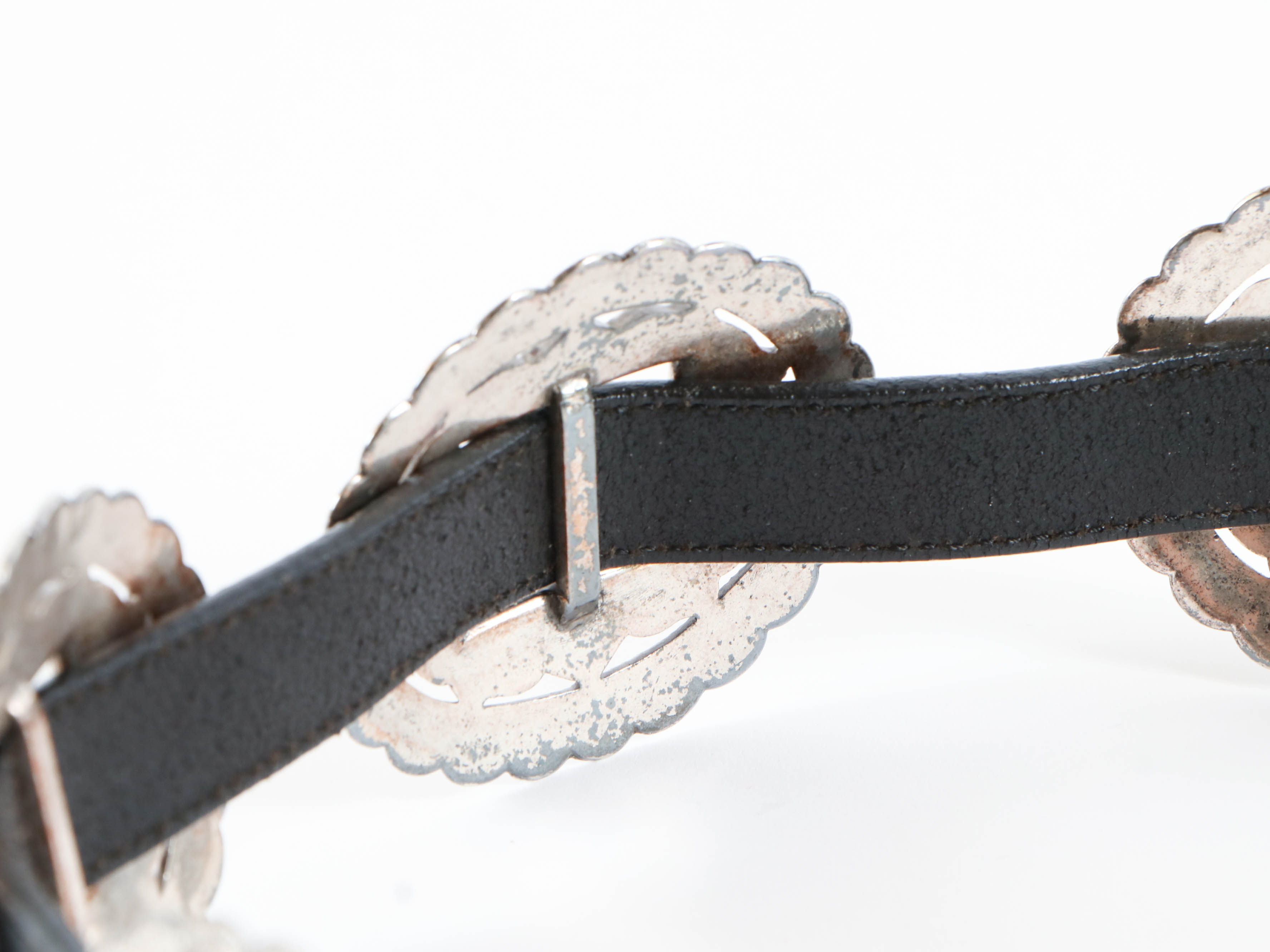 Brighton Concho Style Black Leather Belt