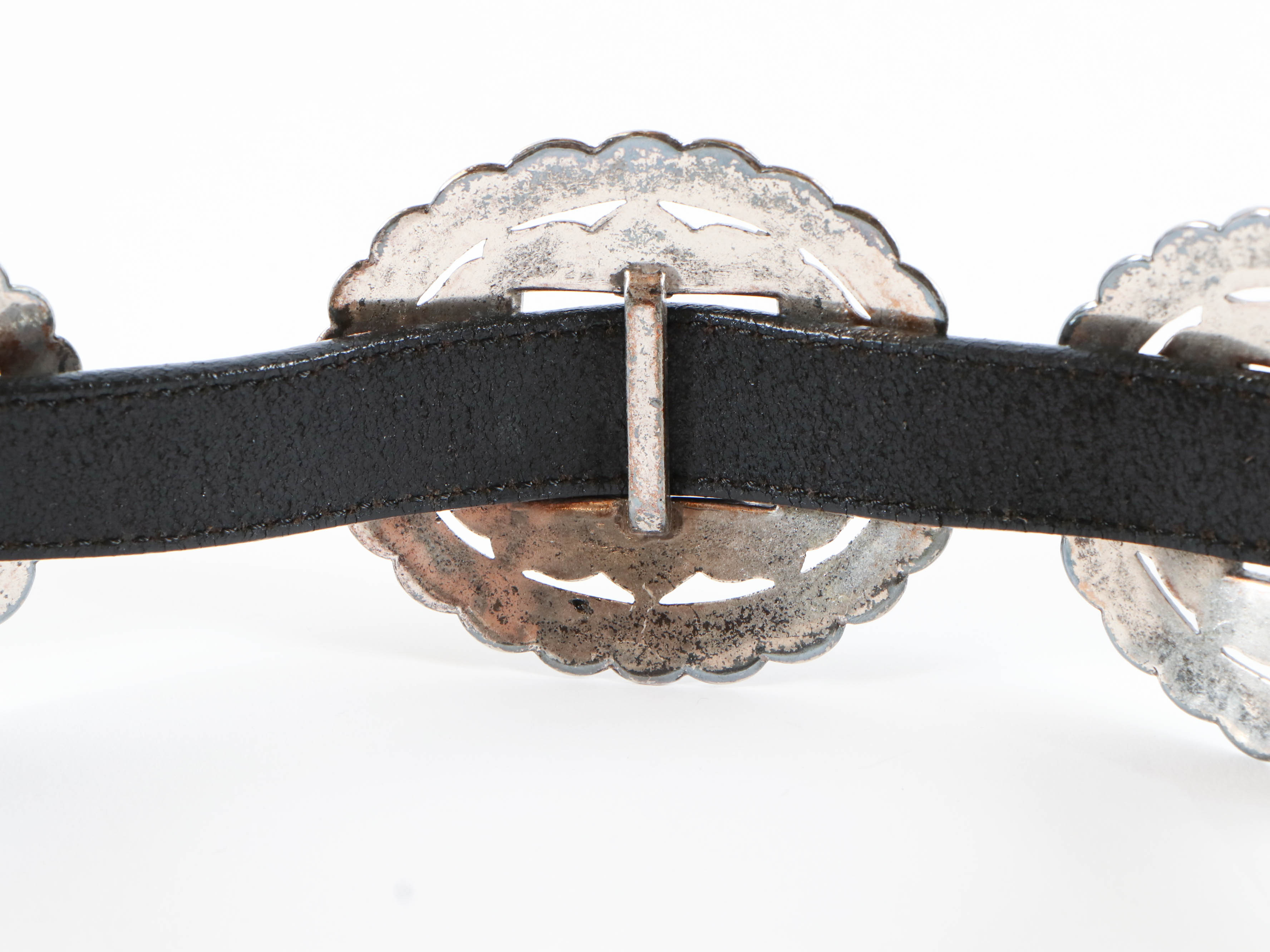 Brighton Concho Style Black Leather Belt