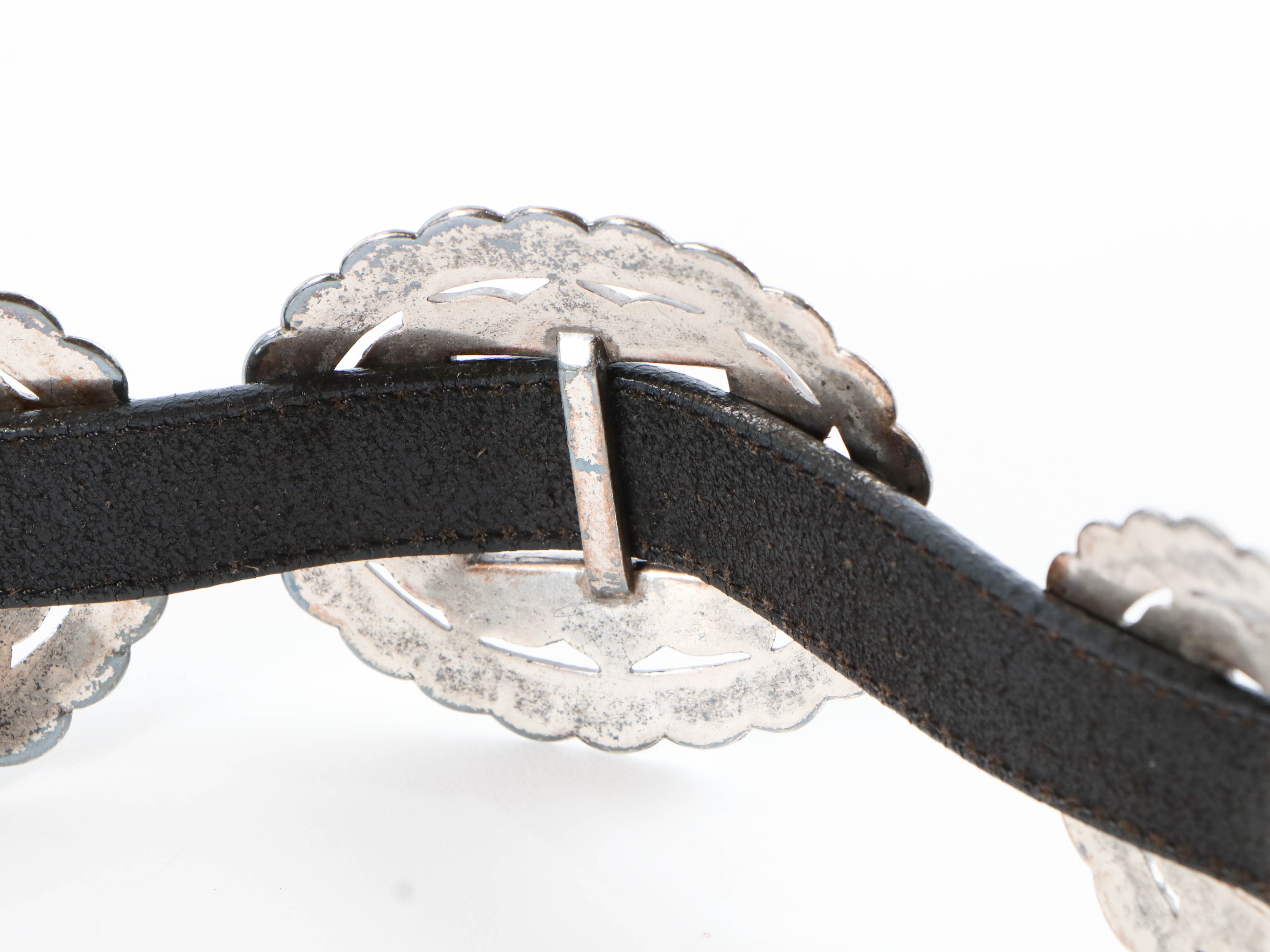 Brighton Concho Style Black Leather Belt
