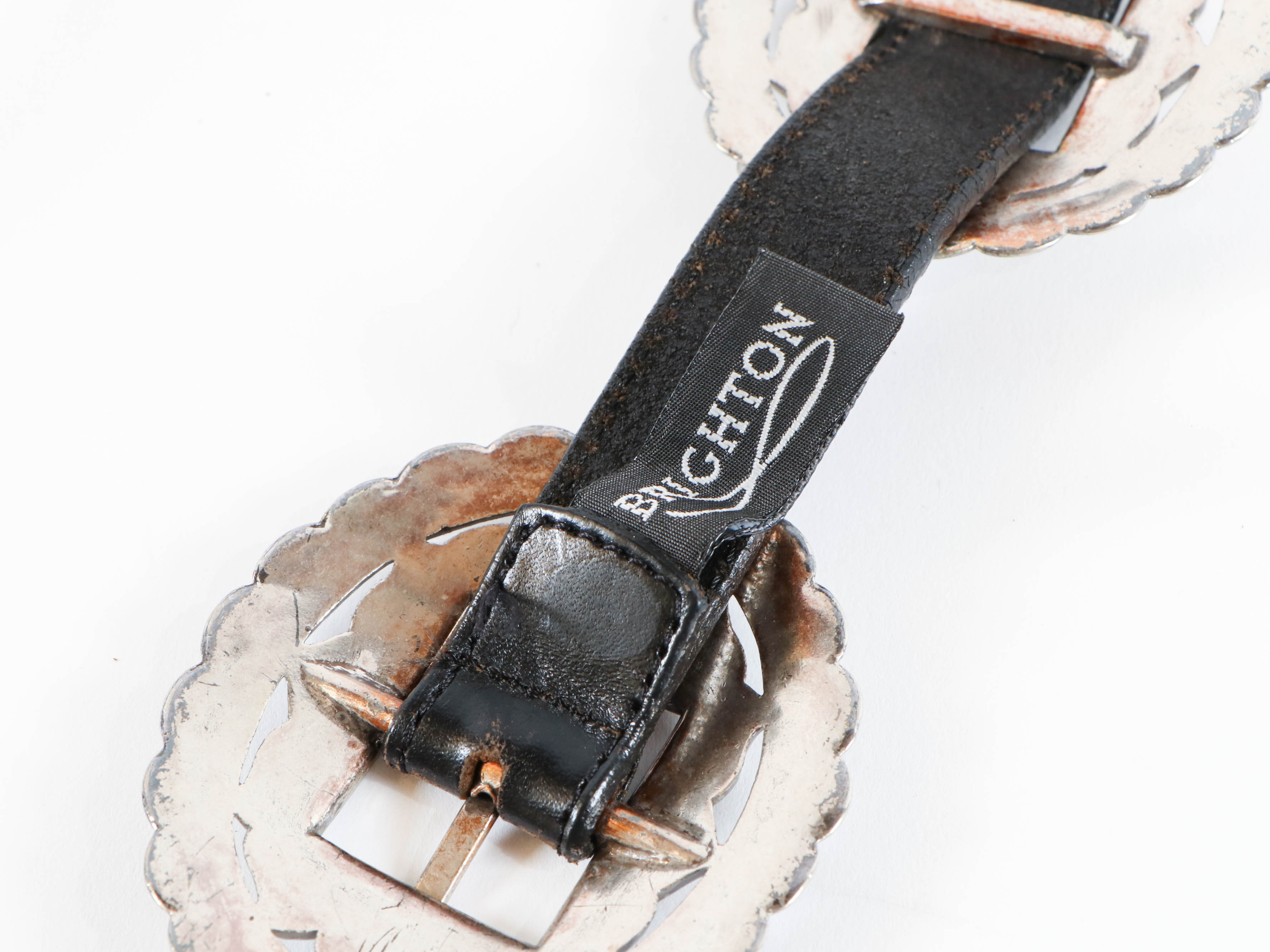 Brighton Concho Style Black Leather Belt