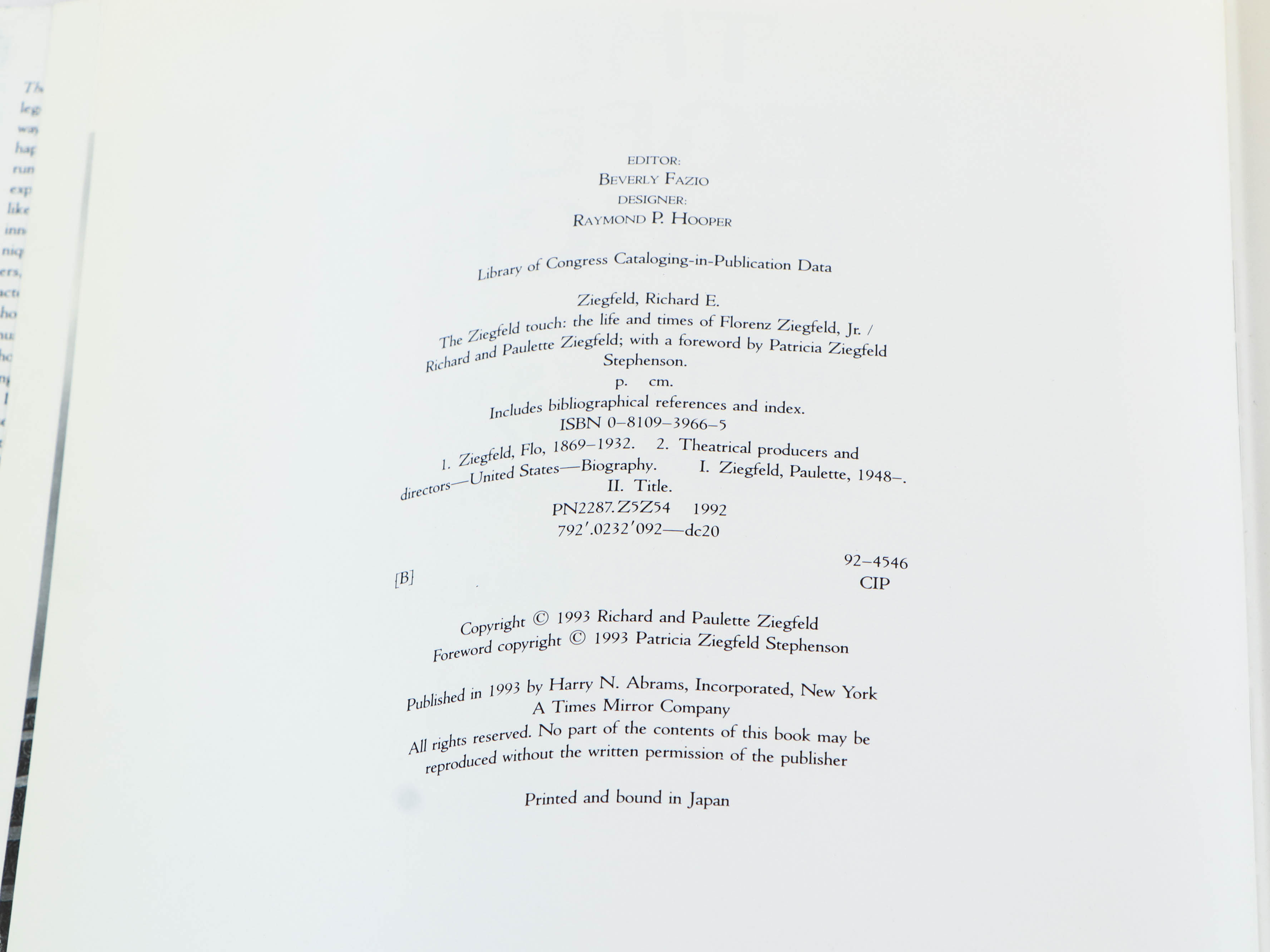 Signed "The Ziegfeld Touch: The Life and Times of Florenz Ziegfeld, Jr."