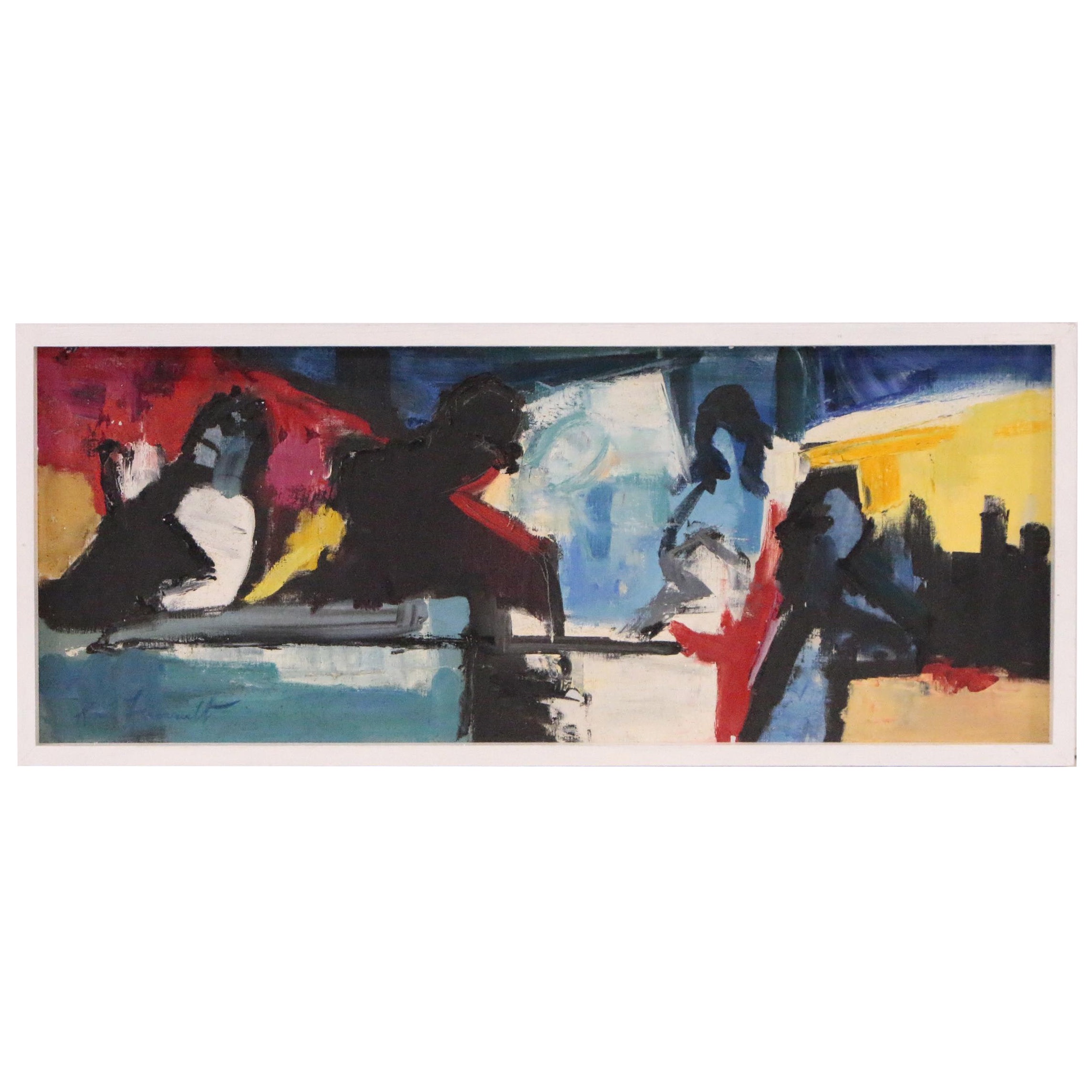 Renee Foucault Abstract Expressionist Oil Painting, Mid 20th Century