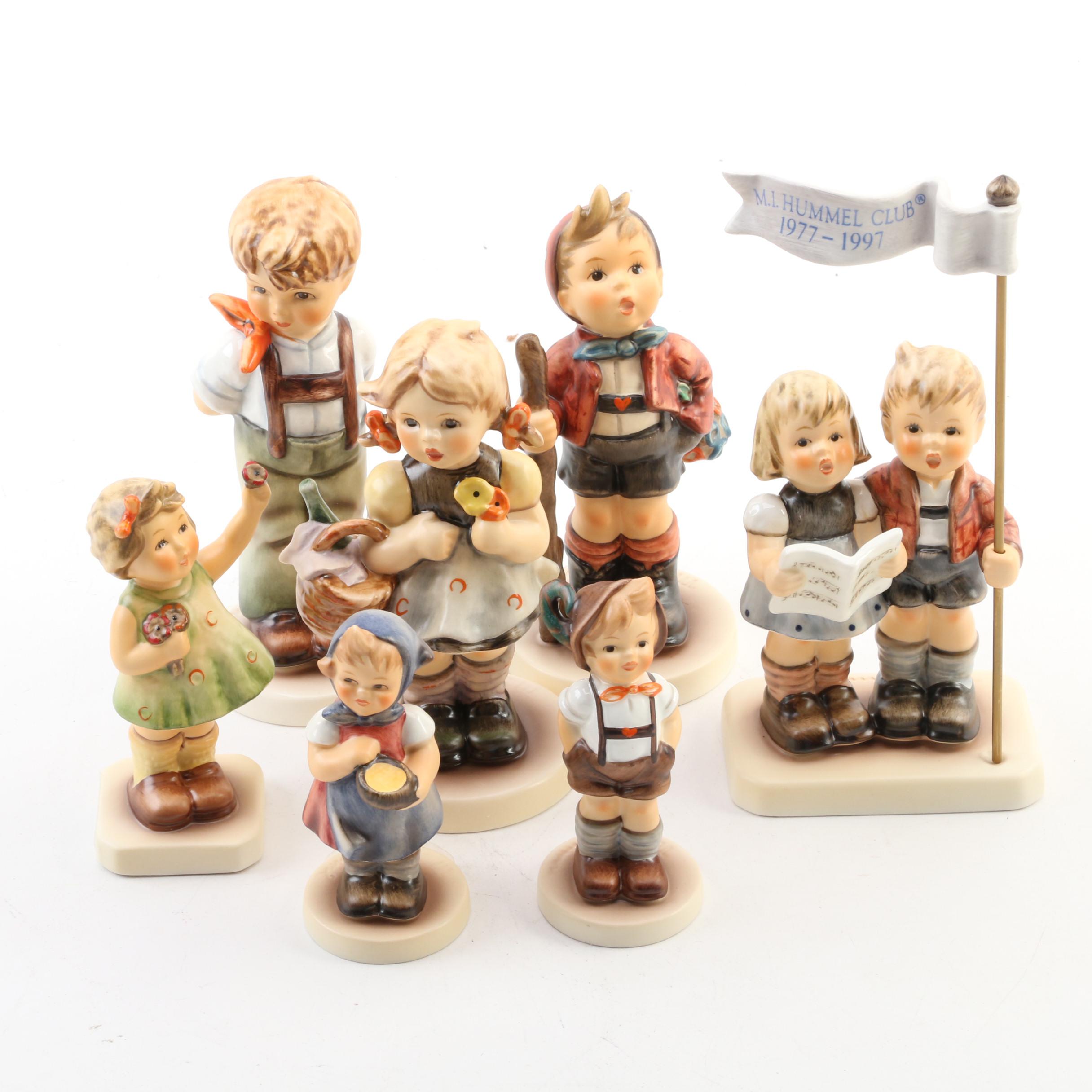 Goebel Hummel Porcelain Figurines Including "Little Visitor" and "Forever Yours"