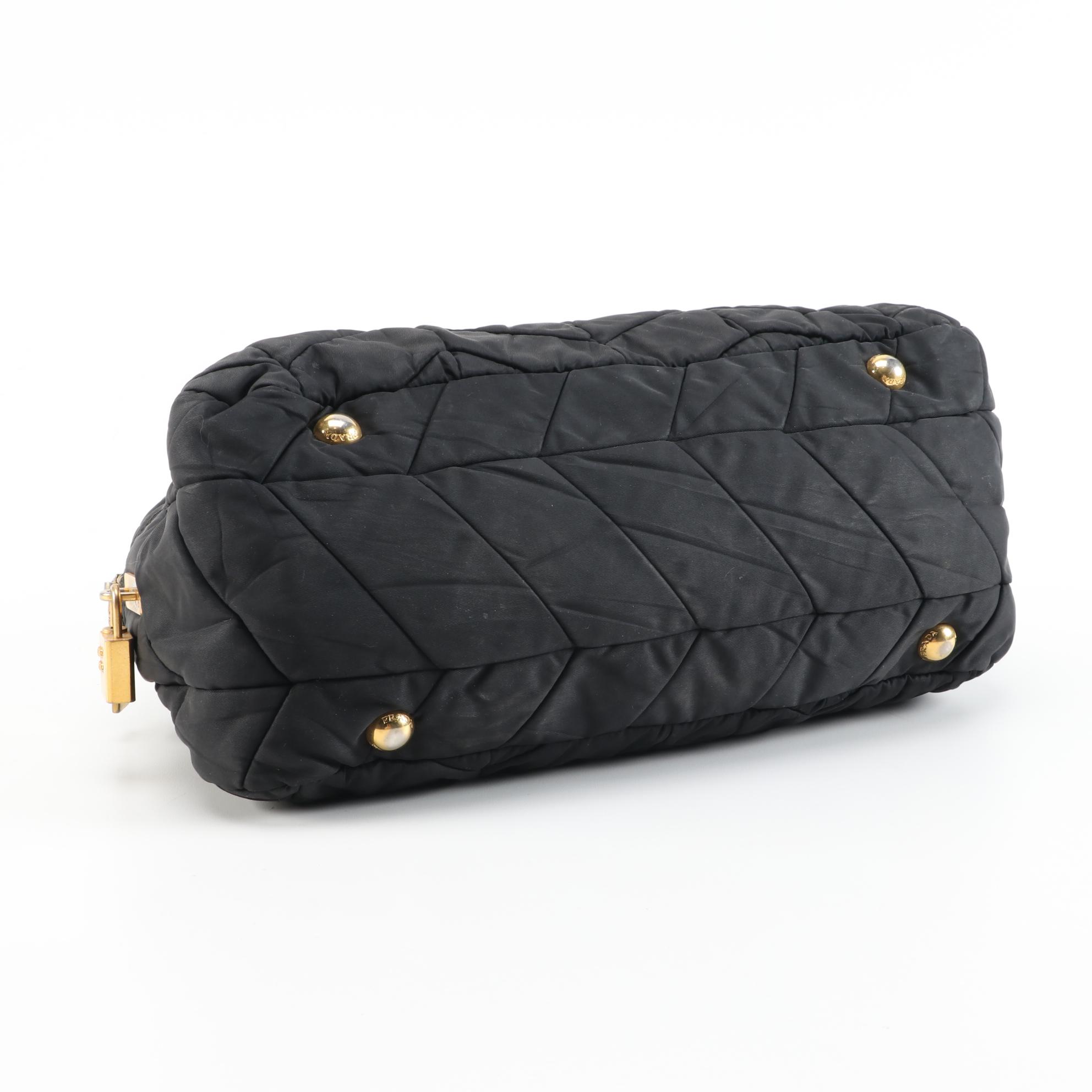 Prada Black Quilted Tessuto Nylon Shoulder Bag