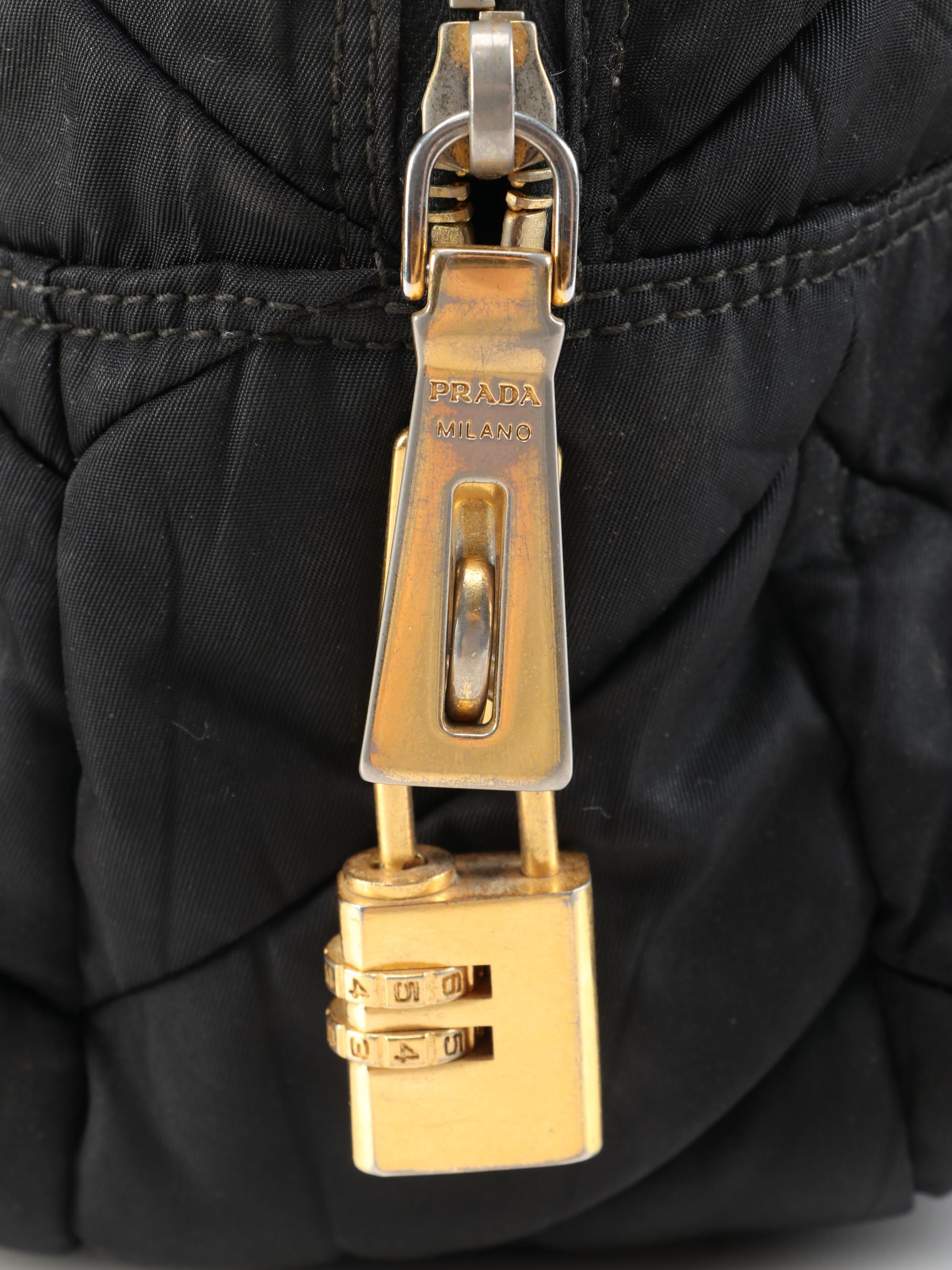 Prada Black Quilted Tessuto Nylon Shoulder Bag