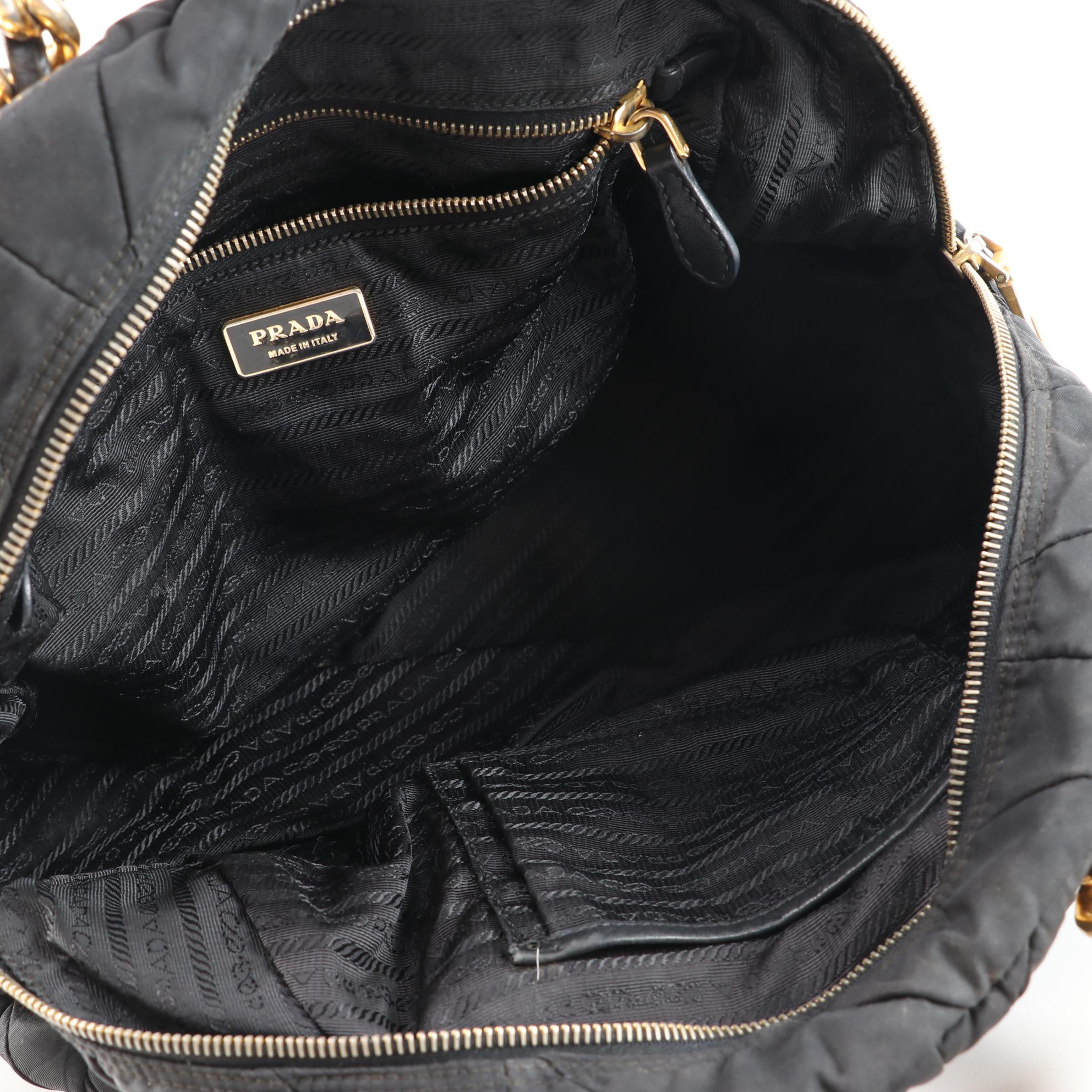Prada Black Quilted Tessuto Nylon Shoulder Bag