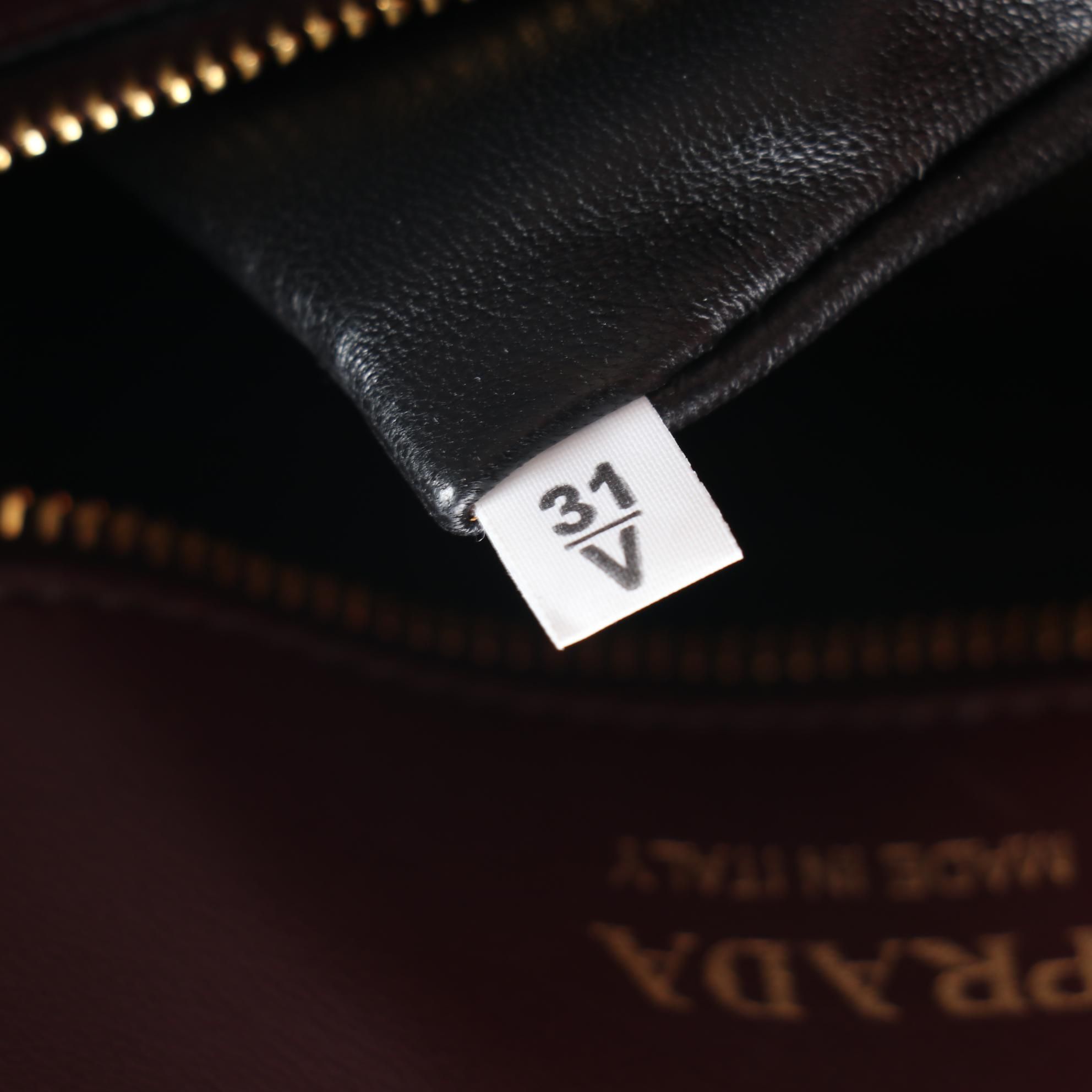 Prada Bibliotheque Handbag in Bordeaux Saffiano and Calfskin Leather