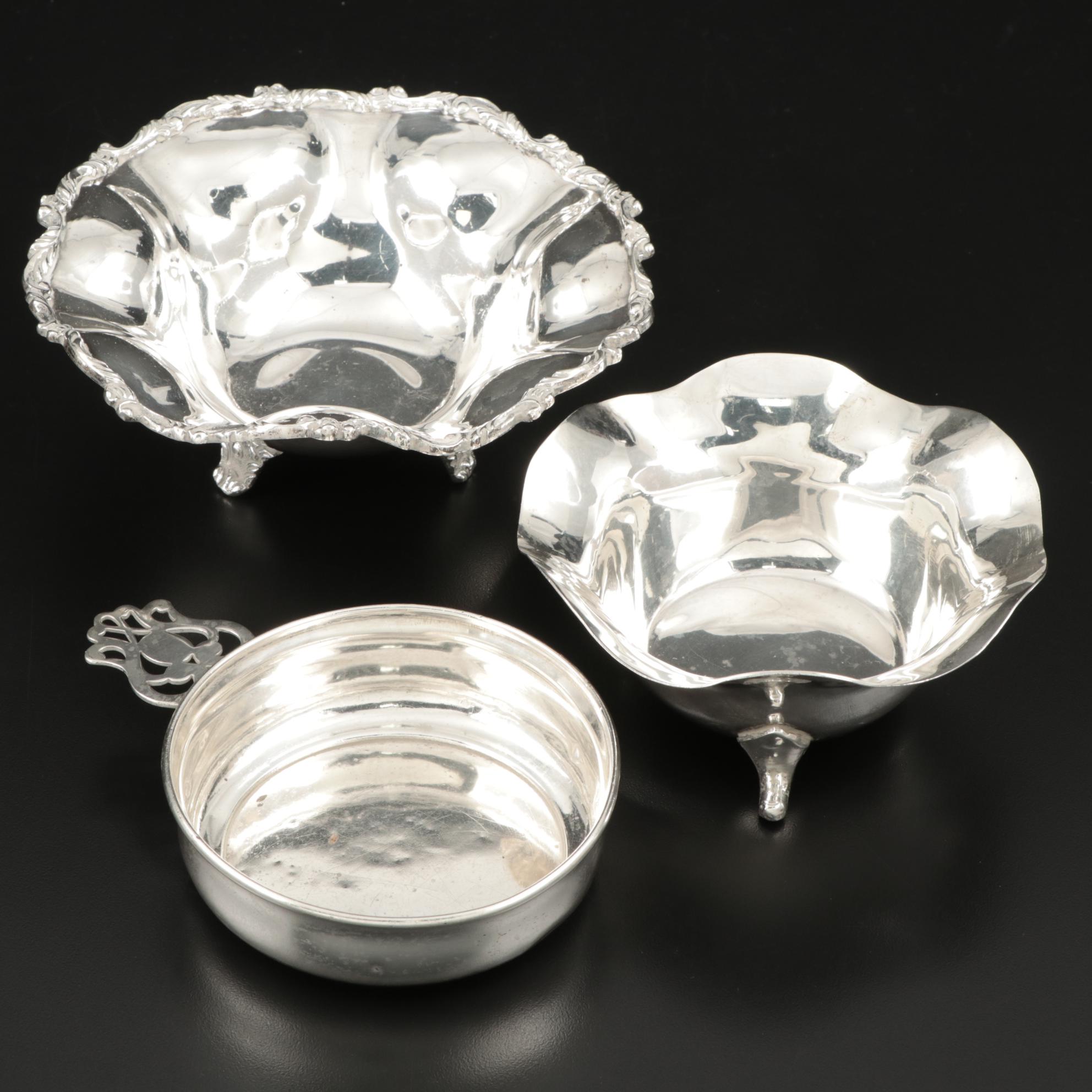 Webster Sterling Silver Porringer Bowl and Mexican 925 Silver Candy Dishes