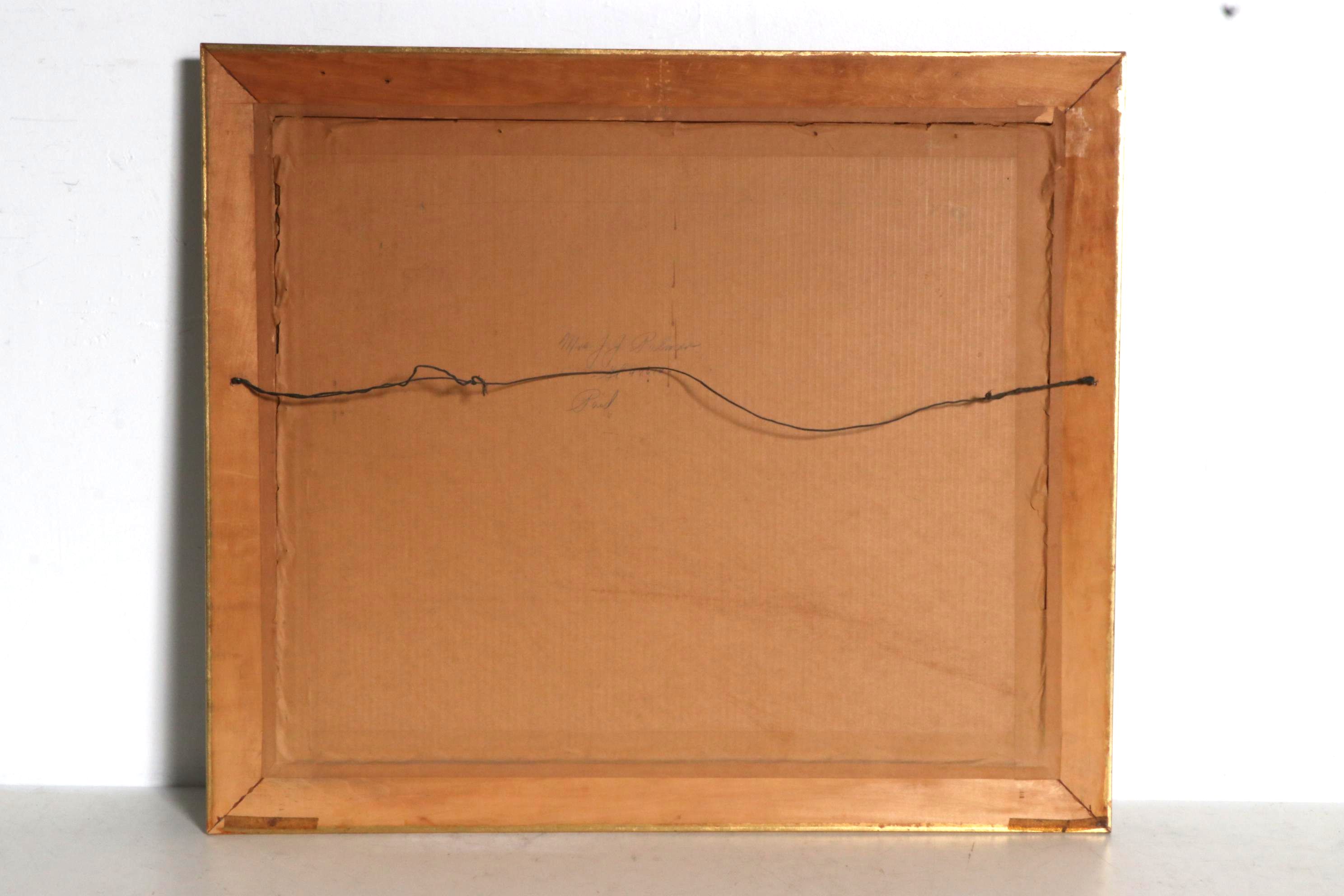 Gertrude Hutchings Oil Painting of Winter Creek Landscape with Cabin