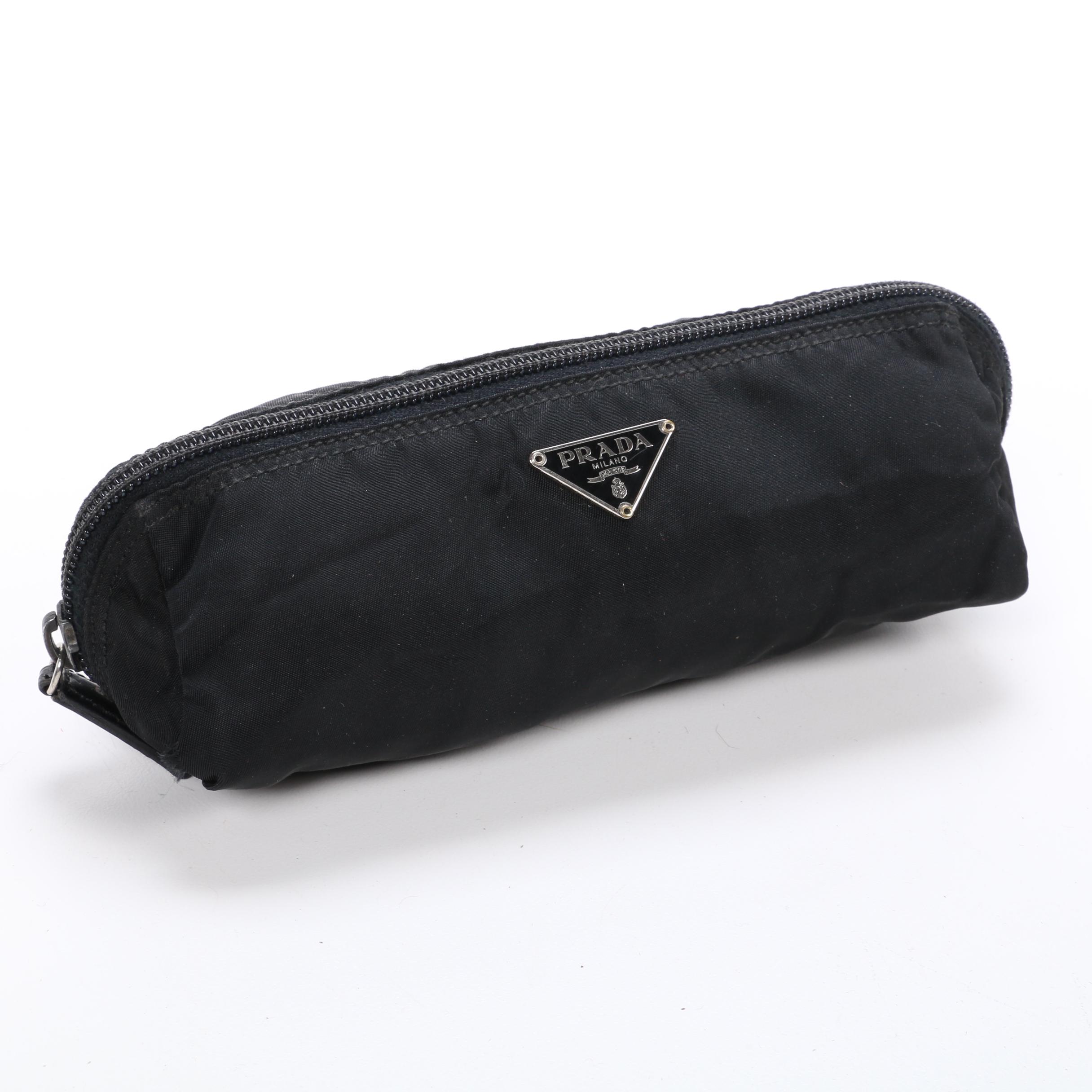 Prada Vela Nylon Travel Pouch in Black