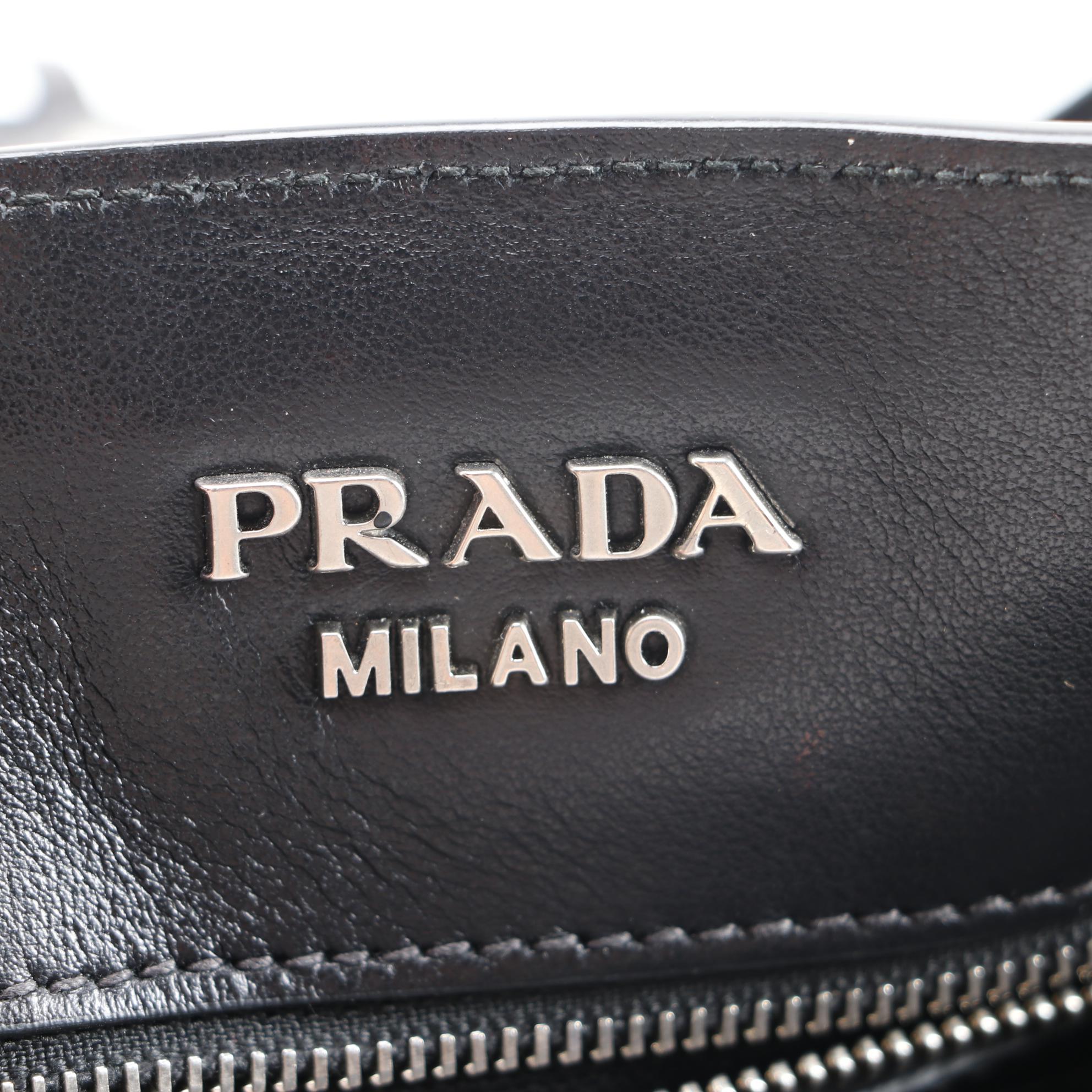 Prada Folk Black Leather Embellished Fringe Bucket Bag