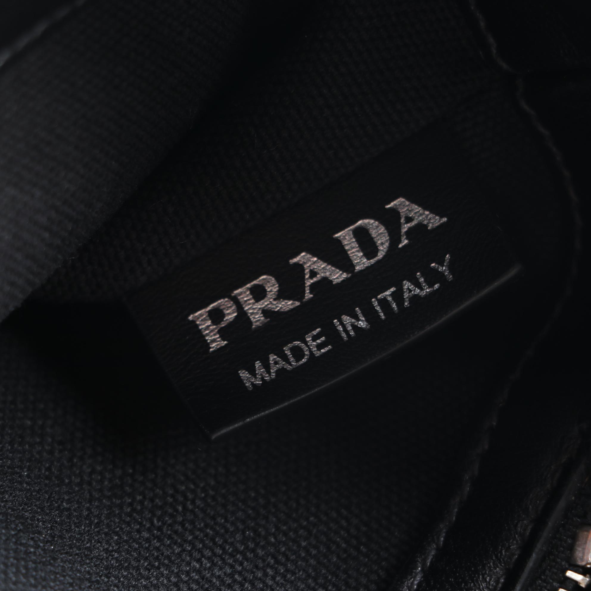 Prada Folk Black Leather Embellished Fringe Bucket Bag