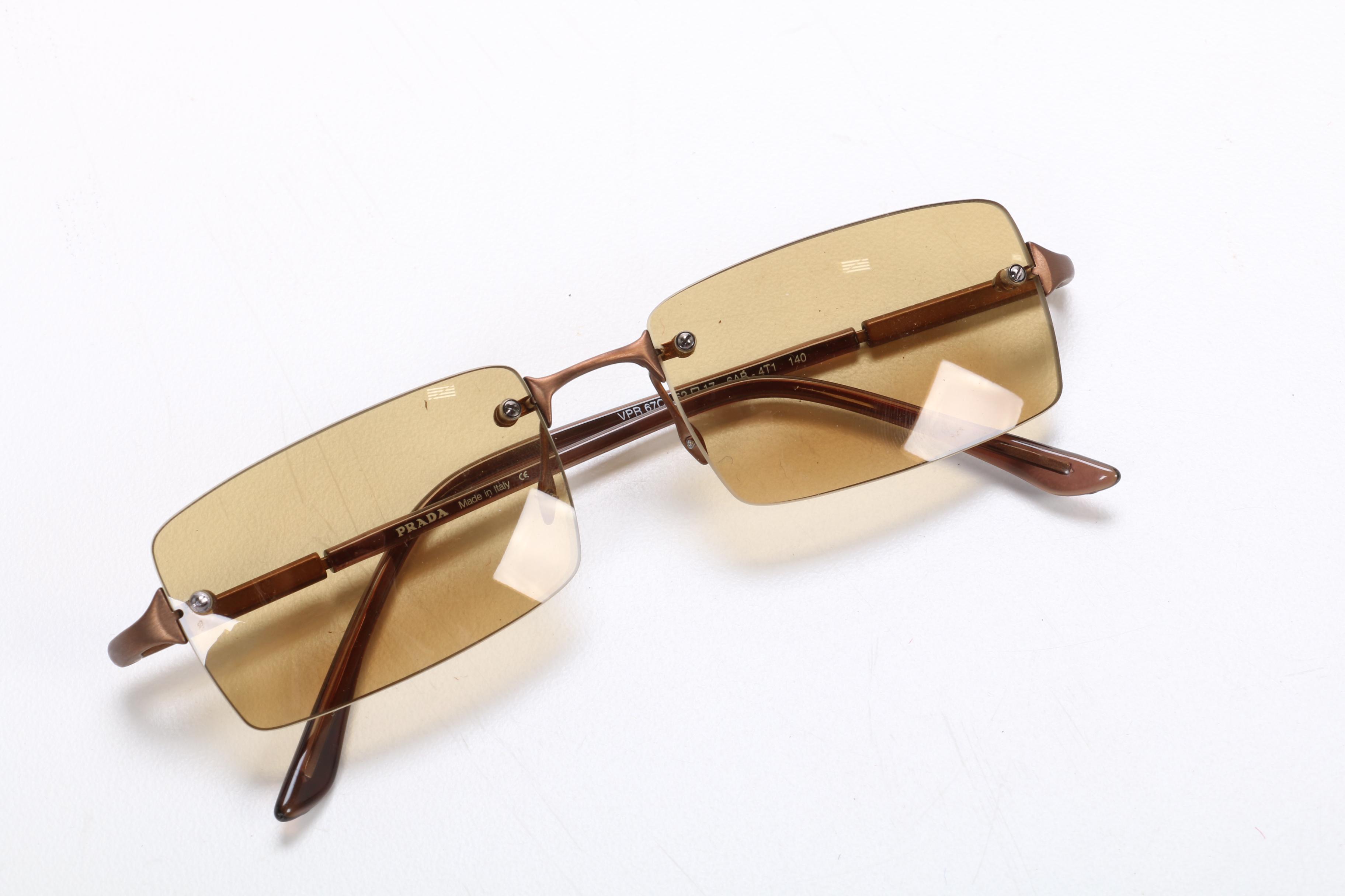 Prada VPR 67C Rimless Brown Sunglasses