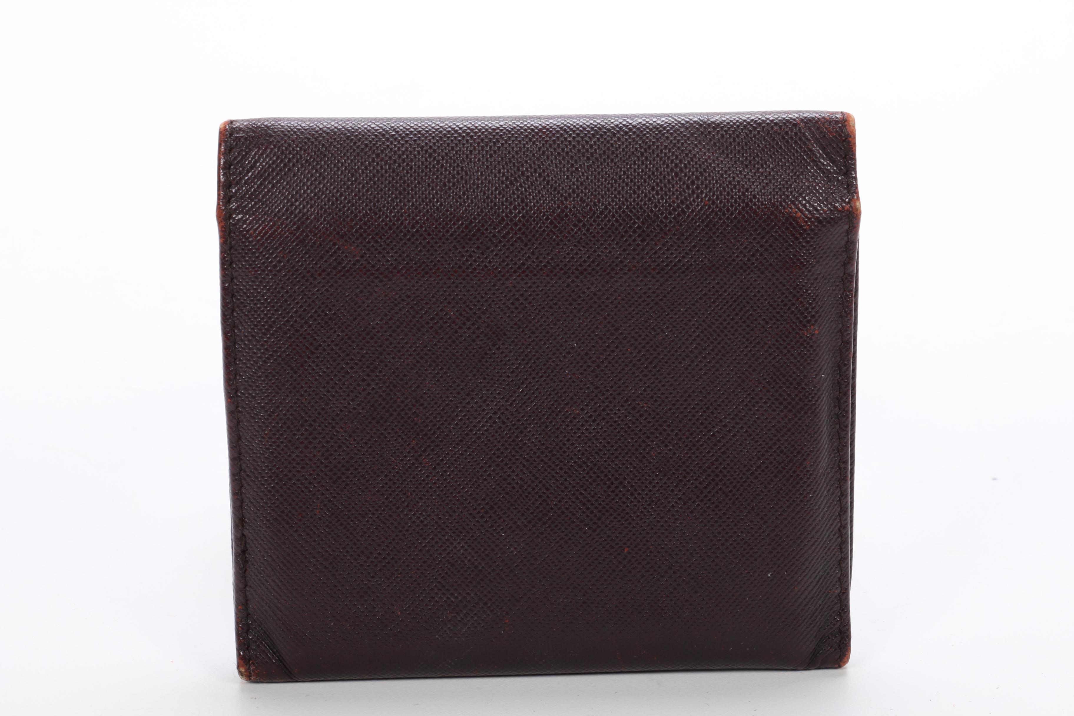 Men's Prada Saffiano Leather Trifold Wallet in Dark Brown