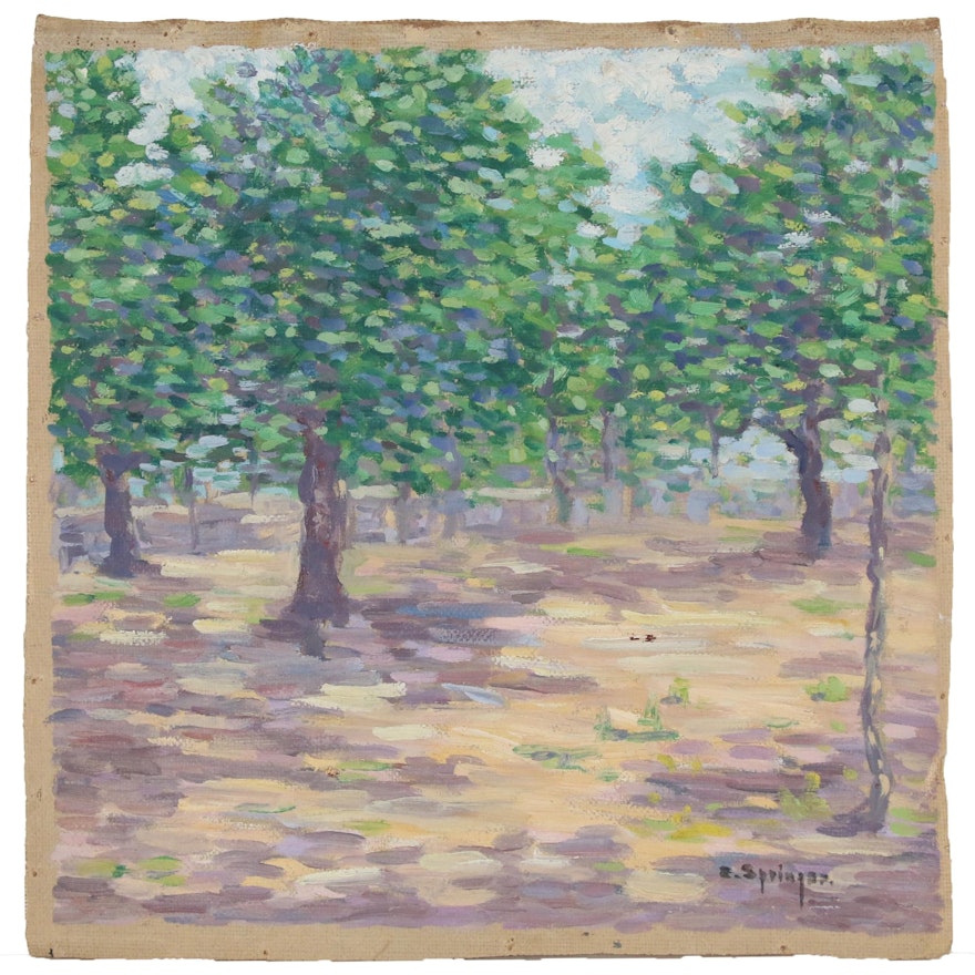 Eva Springer Impressionist Style Oil Painting, Early to Mid-20th Century