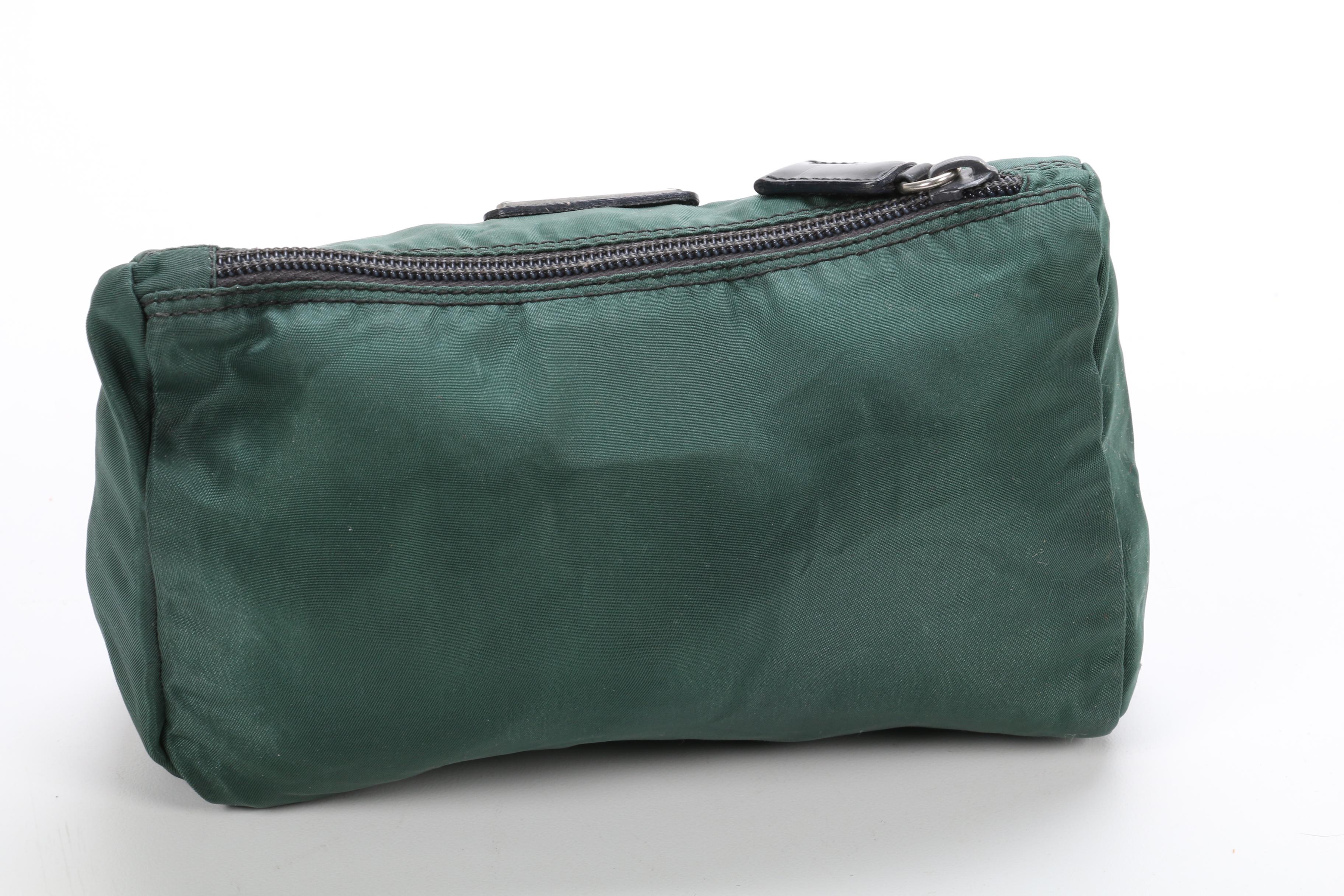 Prada Accessory Zip Pouch in Green Nylon