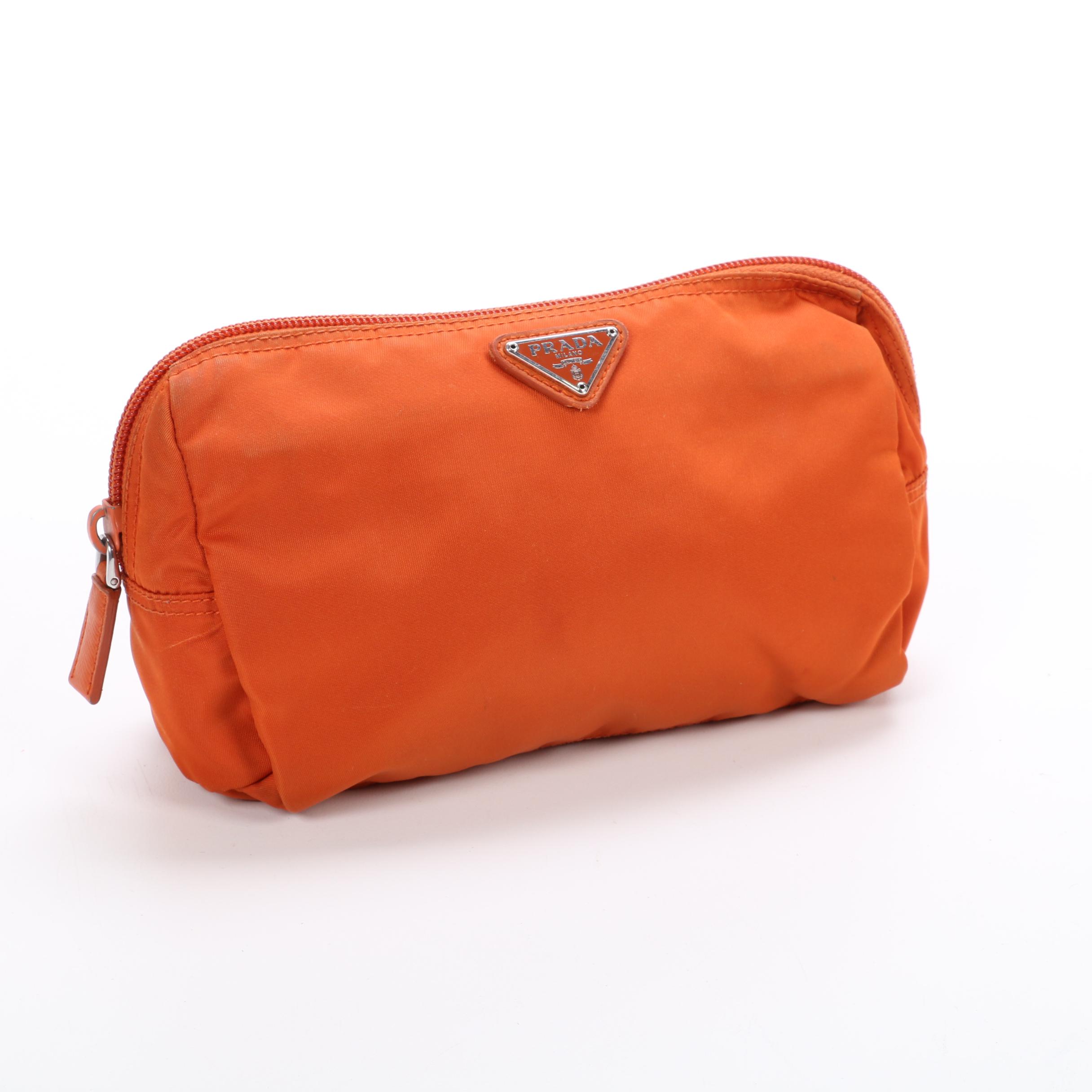 Prada Accessory Zip Pouch in Orange Nylon