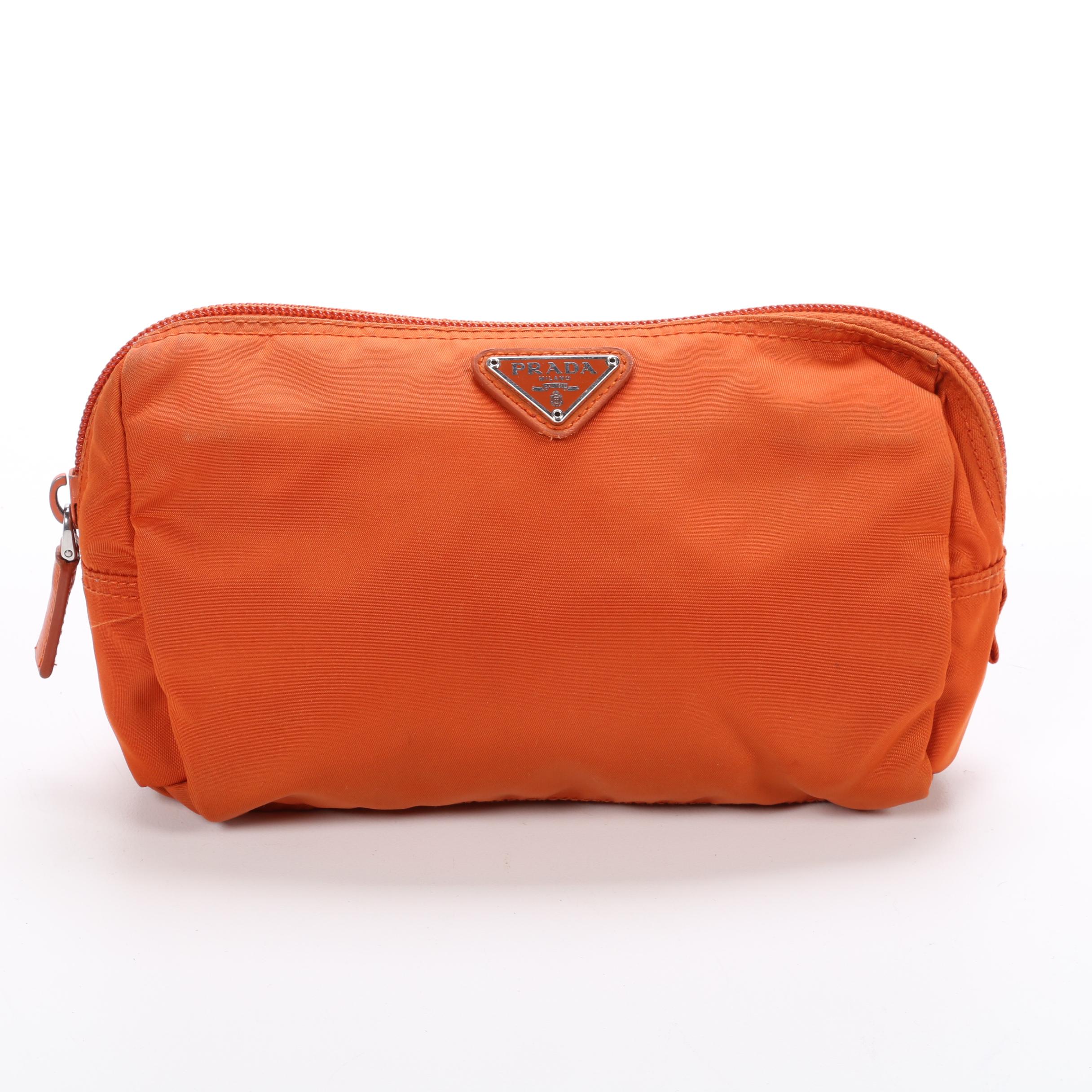 Prada Accessory Zip Pouch in Orange Nylon