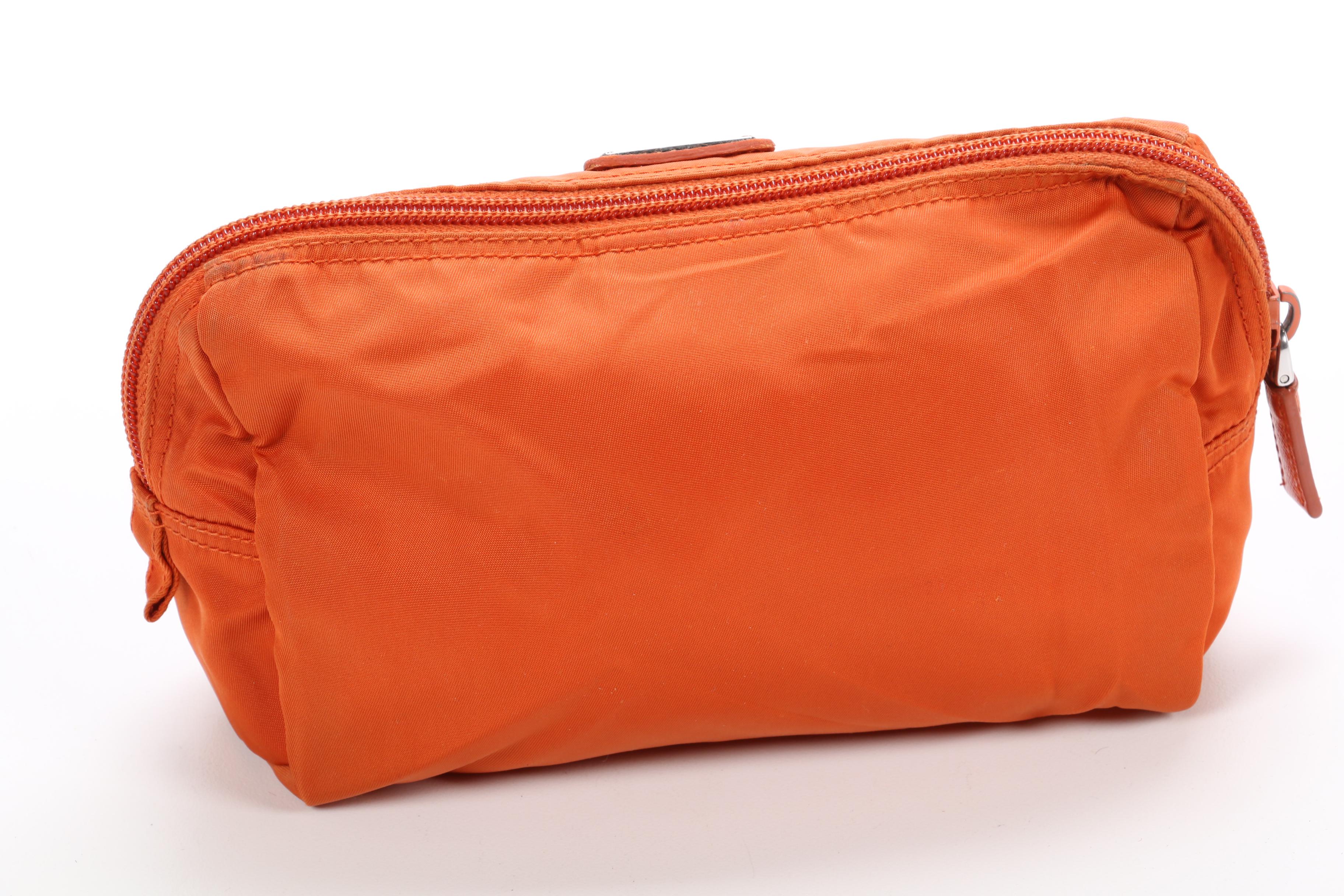 Prada Accessory Zip Pouch in Orange Nylon