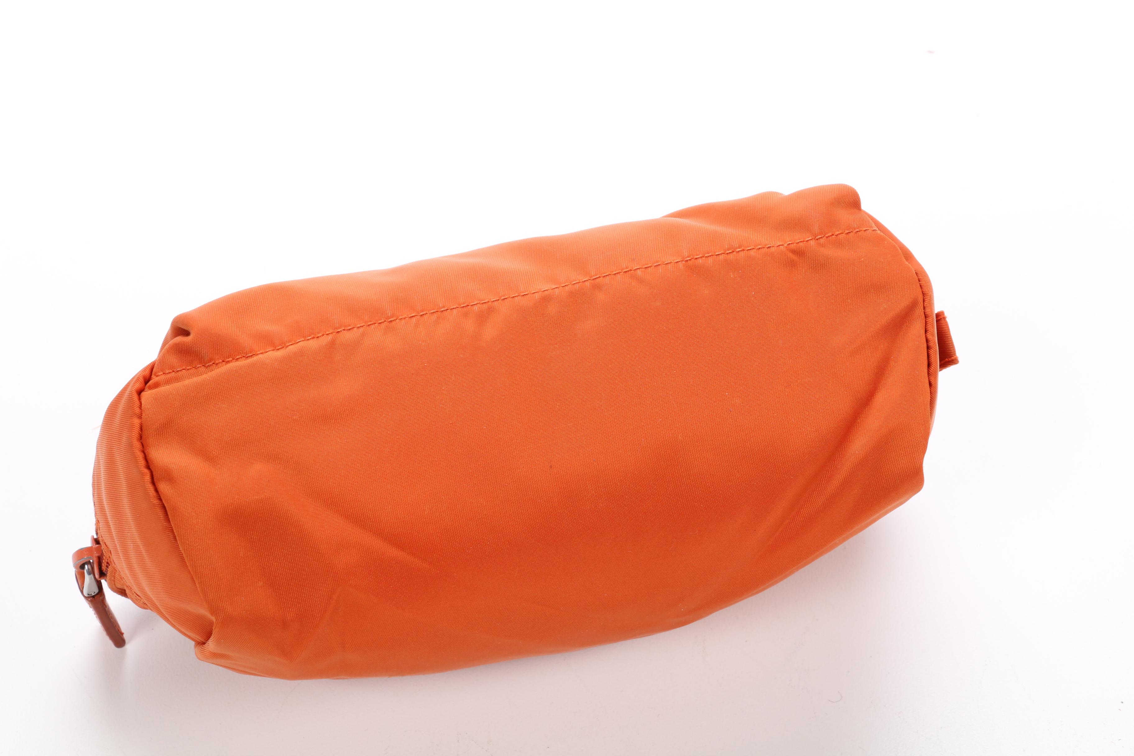 Prada Accessory Zip Pouch in Orange Nylon