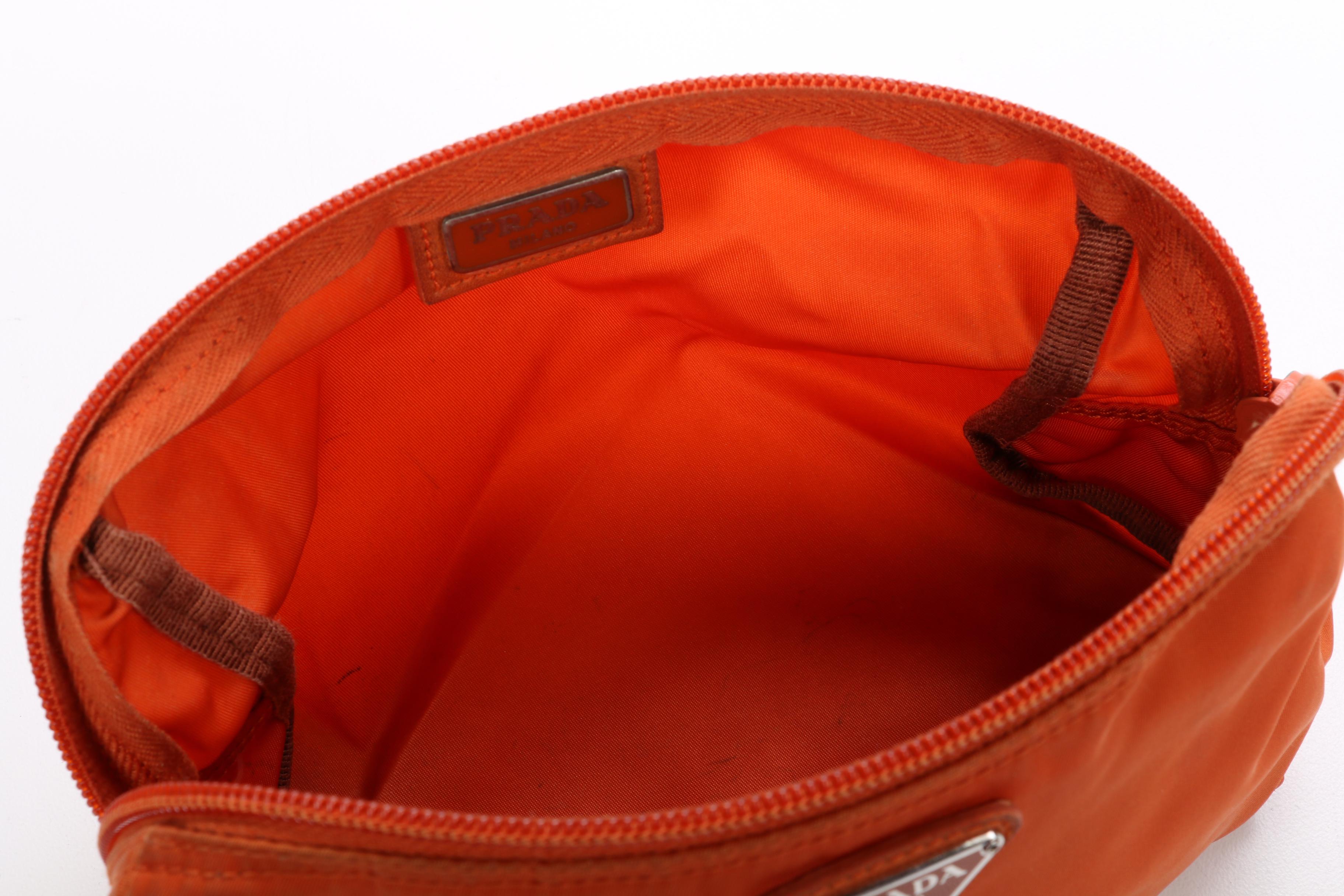 Prada Accessory Zip Pouch in Orange Nylon