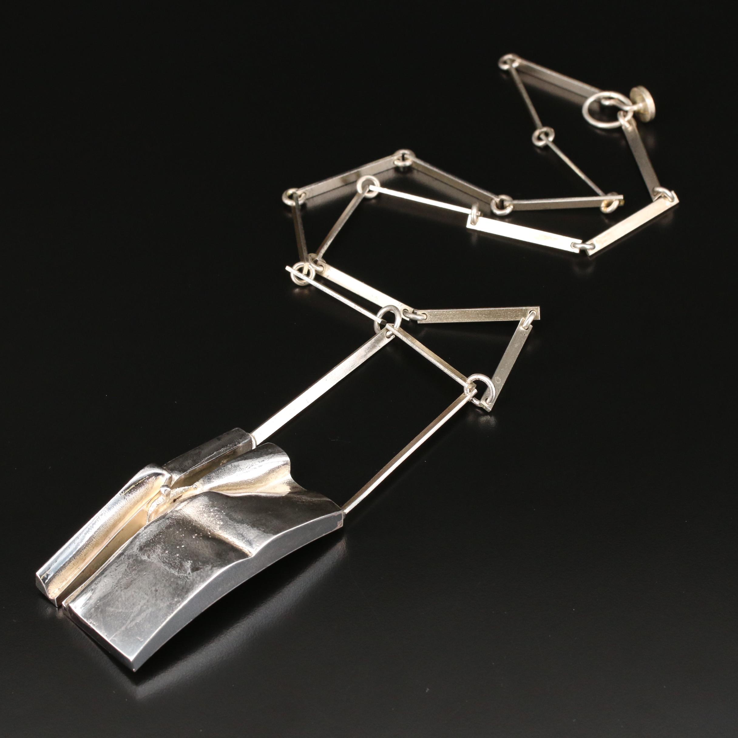Vintage Bjorn Weckstrom for Lapponia Modernist Sterling "Birdman" Necklace