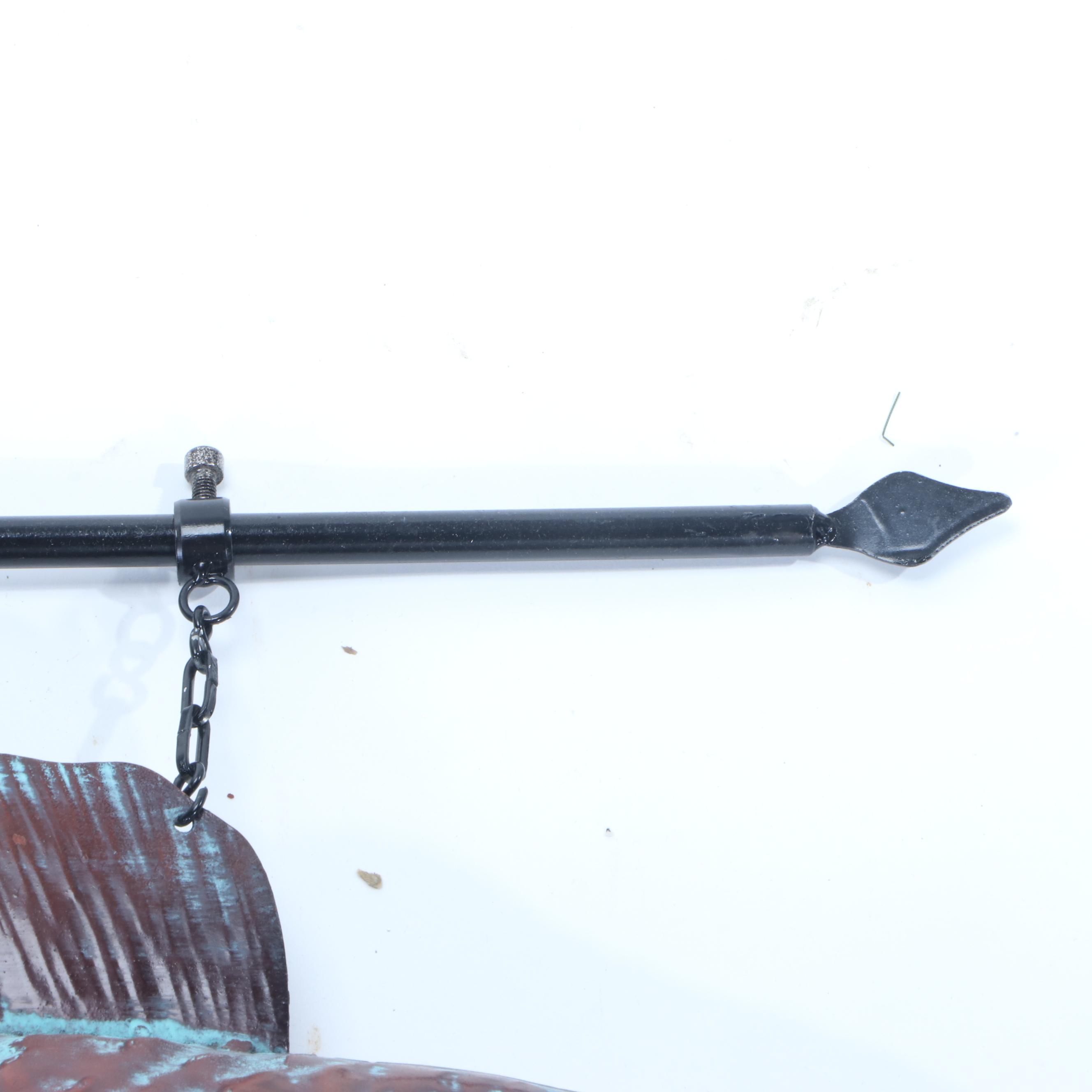 Outdoor Hanging Copper Tone Metal Fish with Iron Bracket