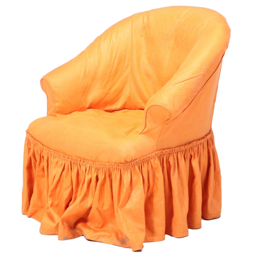 Orange Slip-Covered Tub Chair, 20th Century