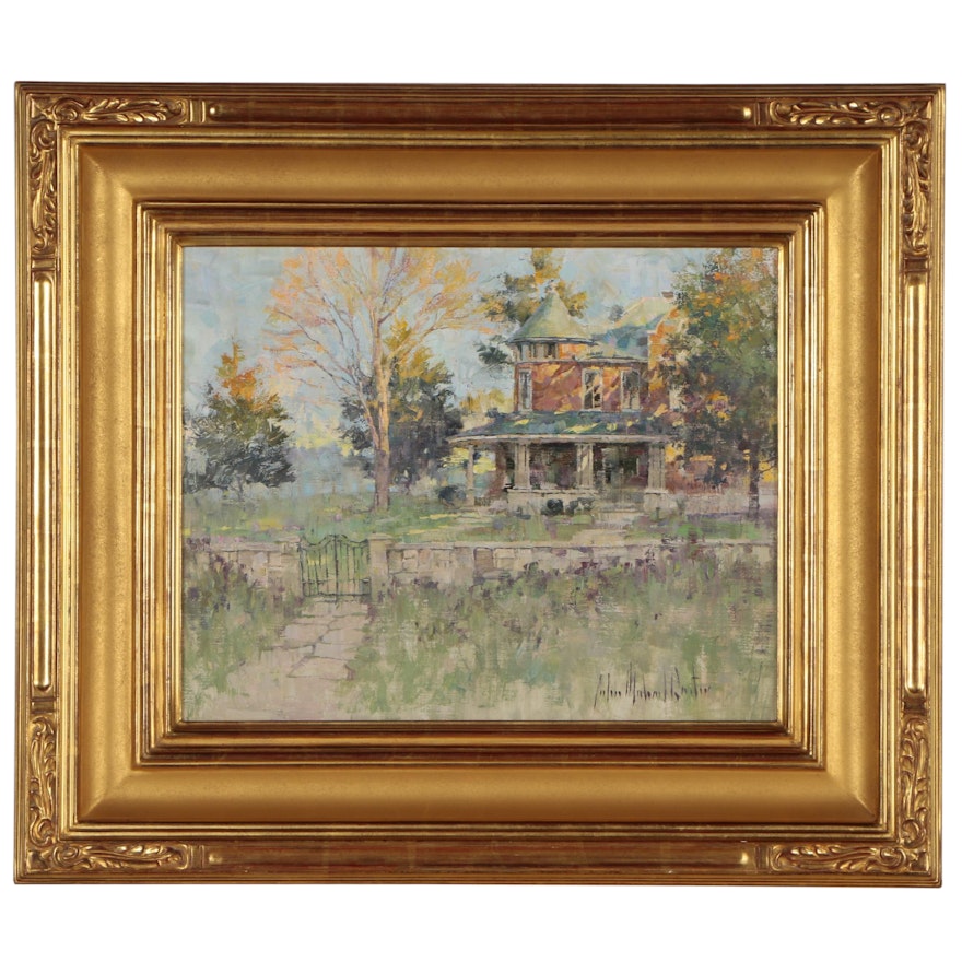 John Michael Carter Oil Painting "Victorian House - Sunset", Late 20th Century