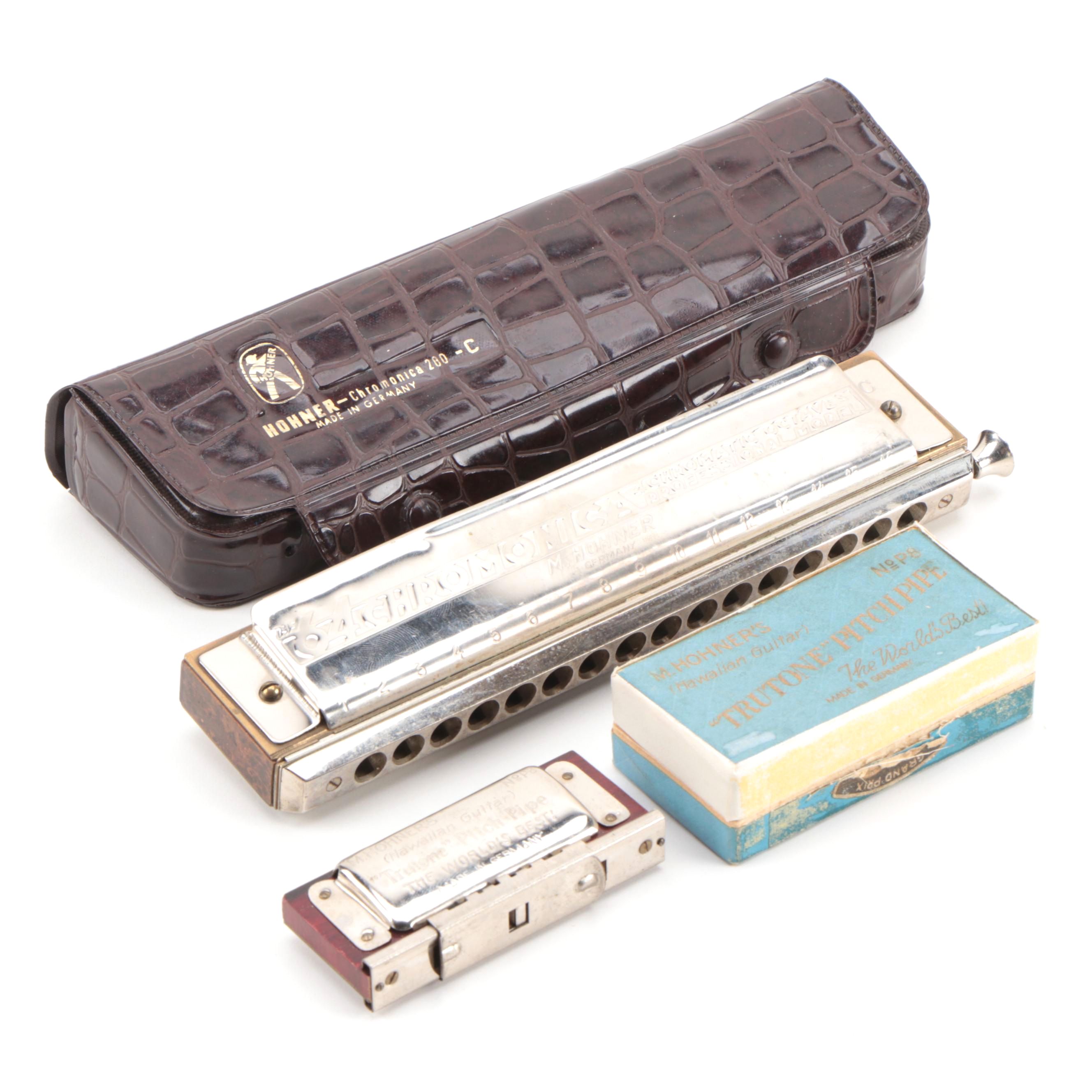 Hohner 64 Chromonica and Trutone Hawaiian Guitar Pitch Pipe No. P8