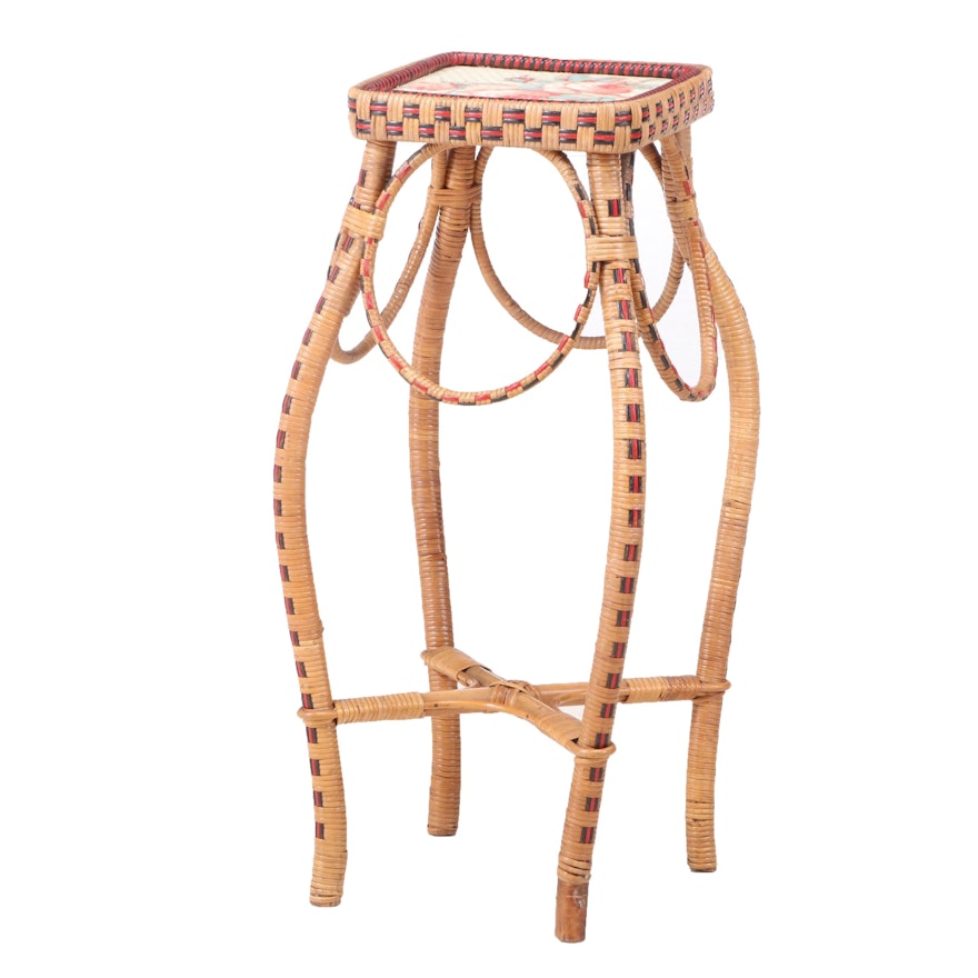 French Rattan and Wicker Plant Stand, Manner of Maison Drucker, 20th Century