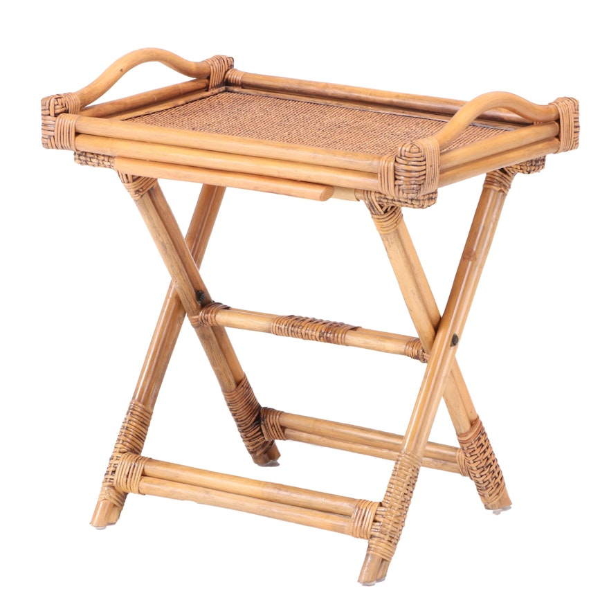 Indonesian Bamboo Folding Tray-Top Side Table