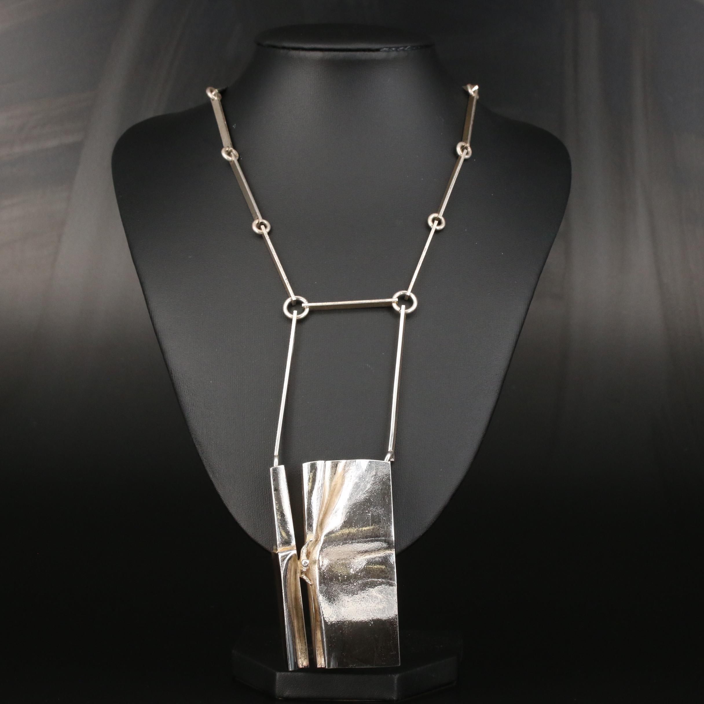 Vintage Bjorn Weckstrom for Lapponia Modernist Sterling "Birdman" Necklace