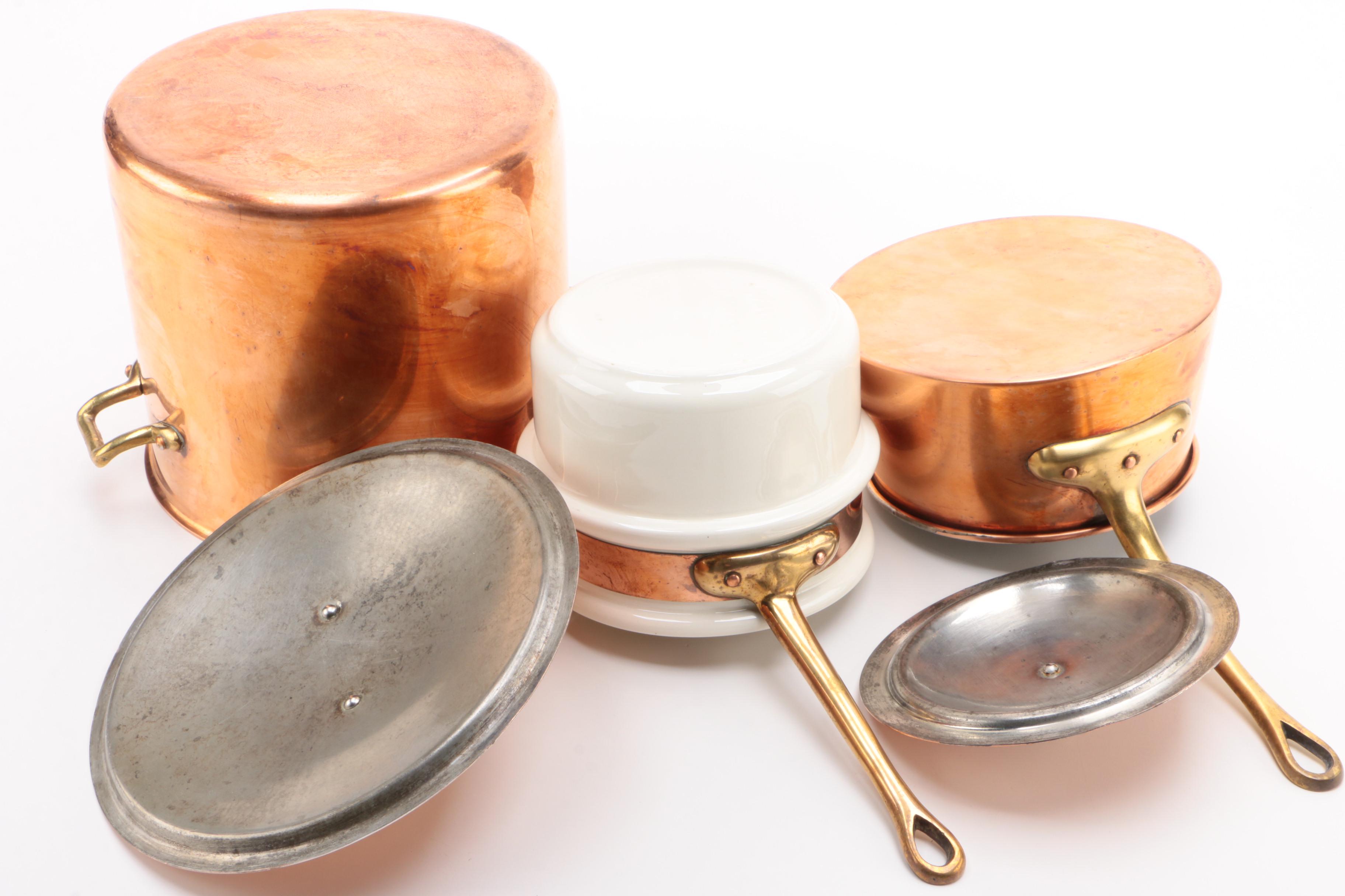 Waldow Copper Double Boiler with Porcelain Insert and Copral Stockpot