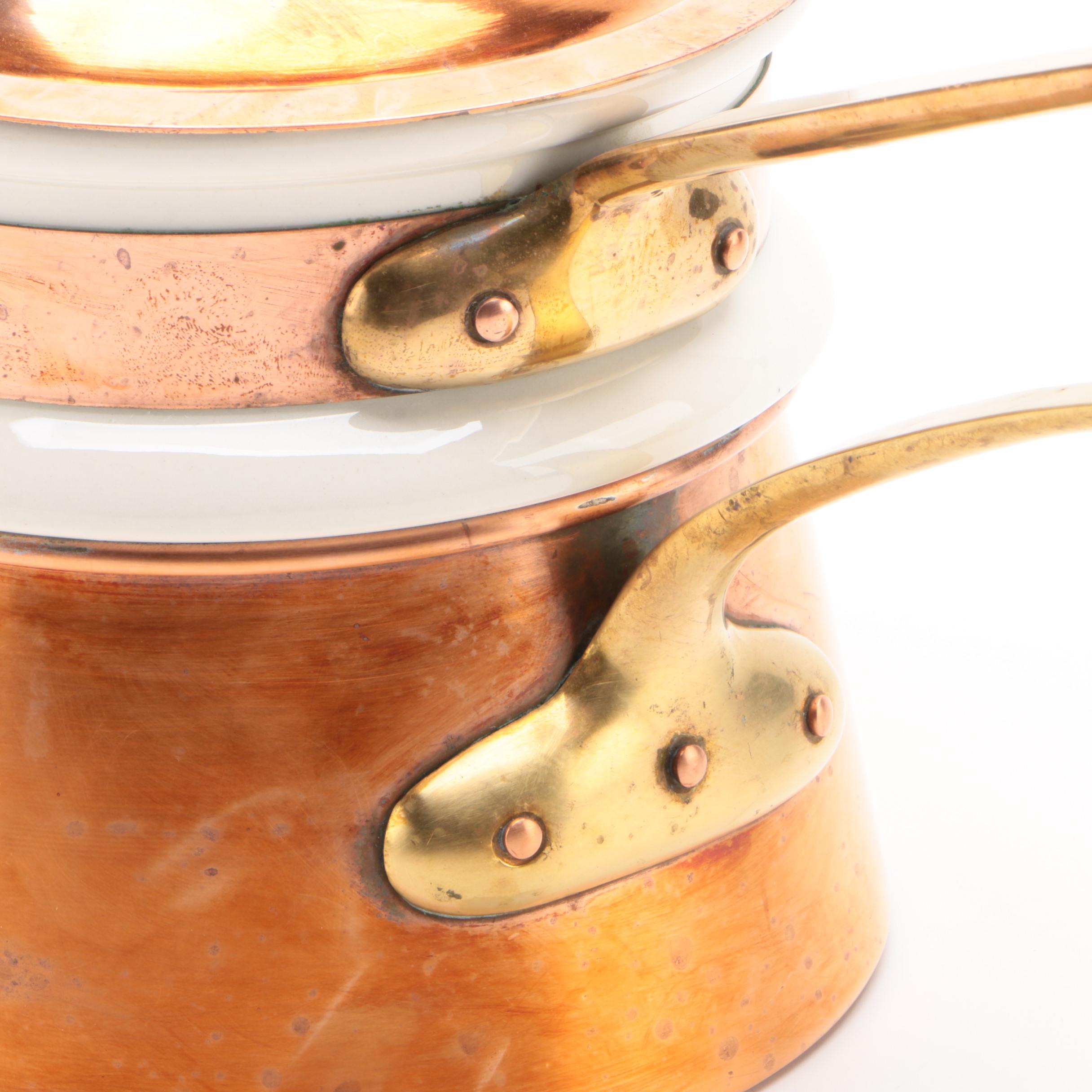 Waldow Copper Double Boiler with Porcelain Insert and Copral Stockpot