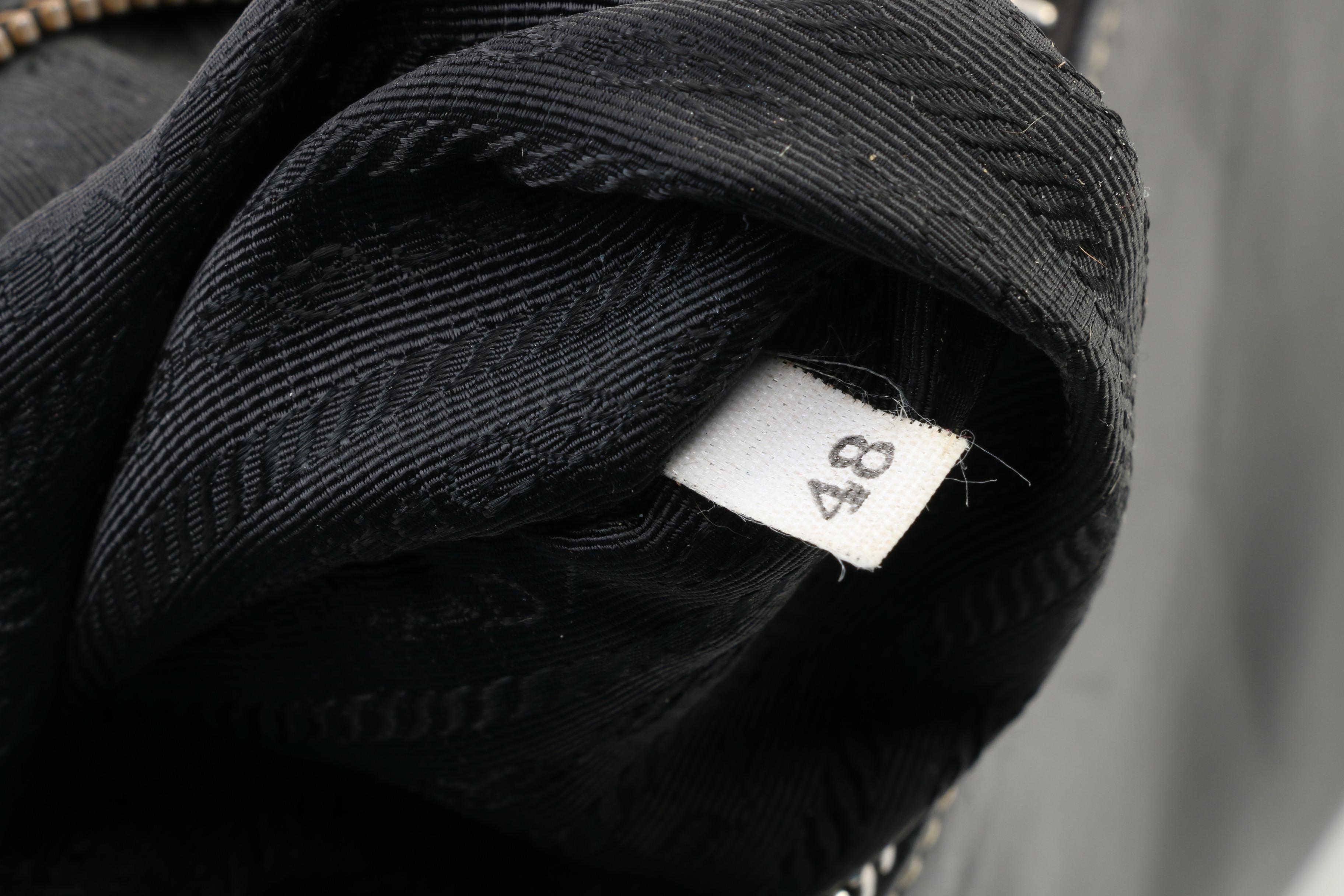 Prada Black Leather Hobo Bag with Contrast Stitching