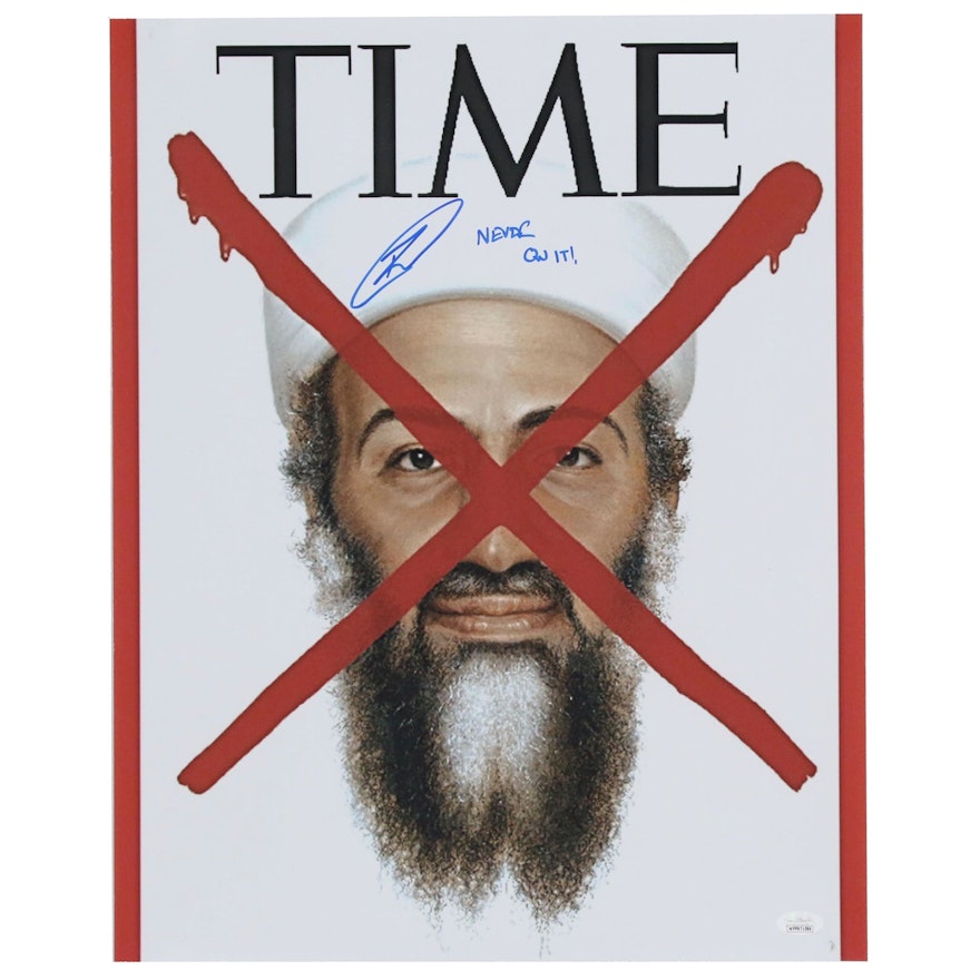 Robert O'Neil Signed "Never Quit" Osama Bin Laden Poster, JSA COA