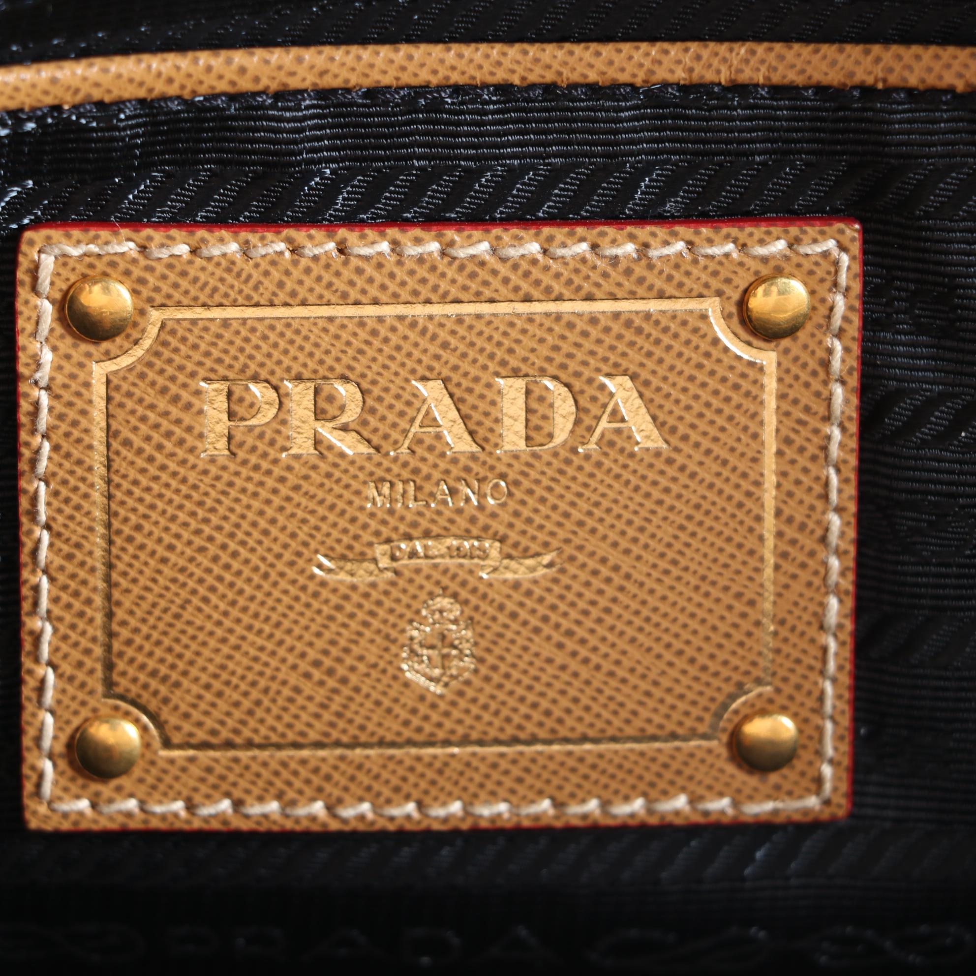 Prada Parabole Denim and Saffiano Leather Trimmed Handbag