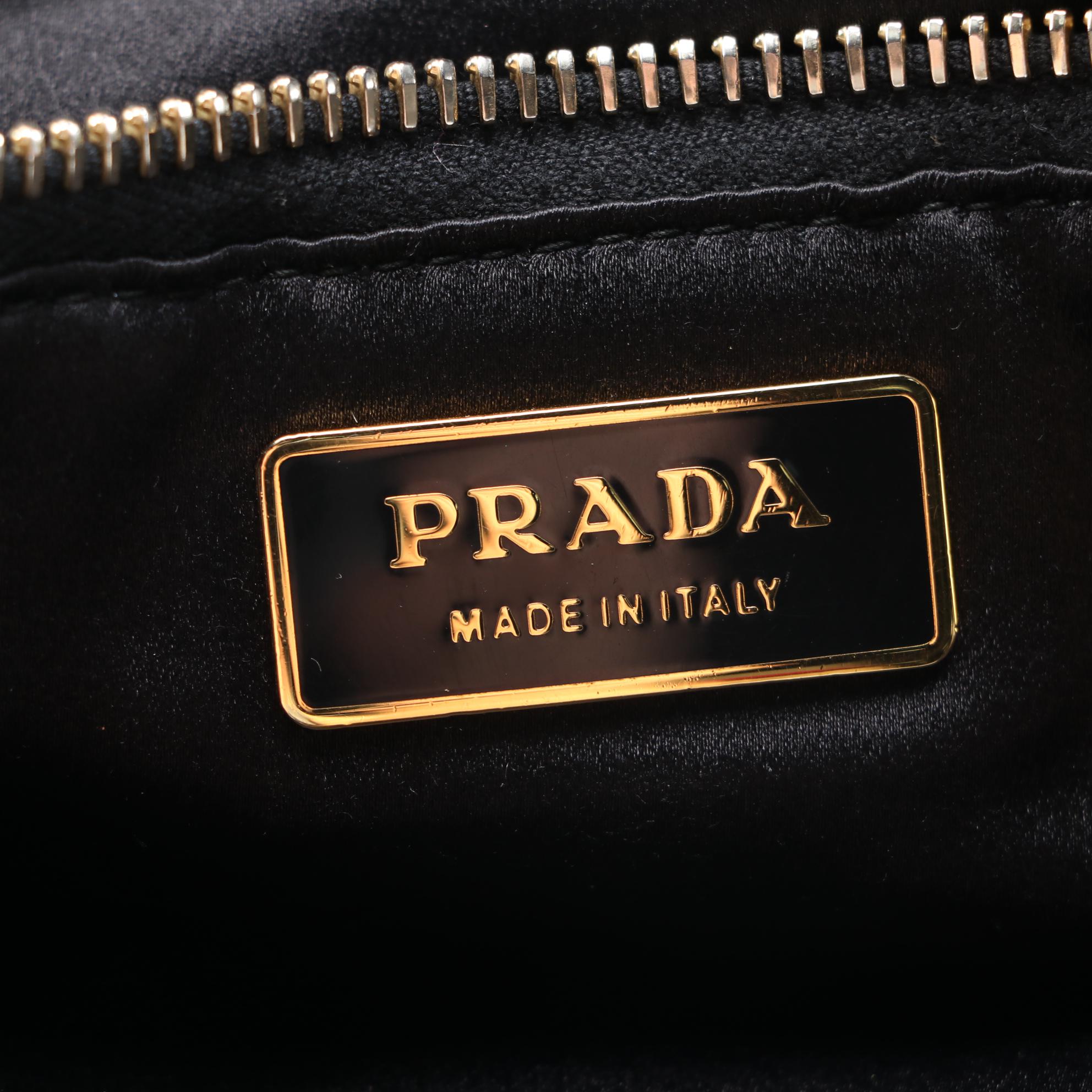 Prada Orange and Black Sequined Satin Open Top Tote