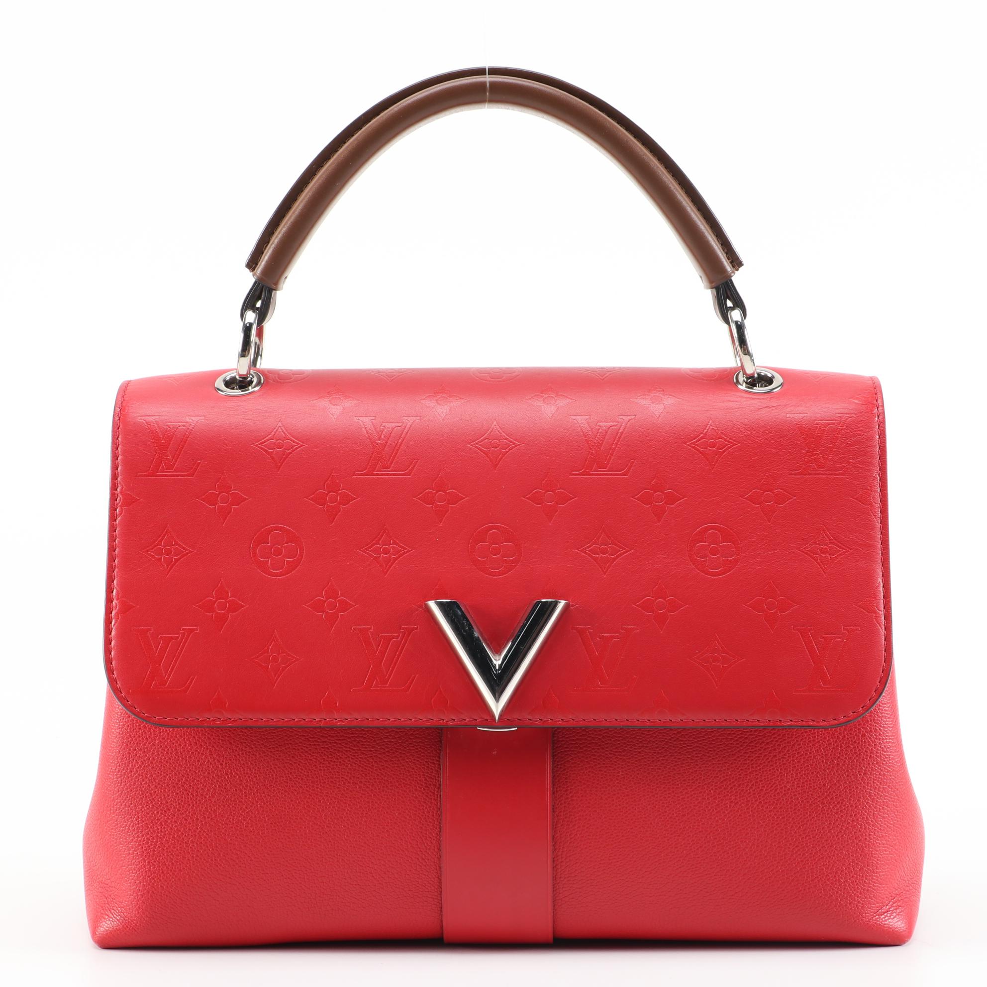 Louis Vuitton Very One Handle Bag in Red Monogram and Grained Leather