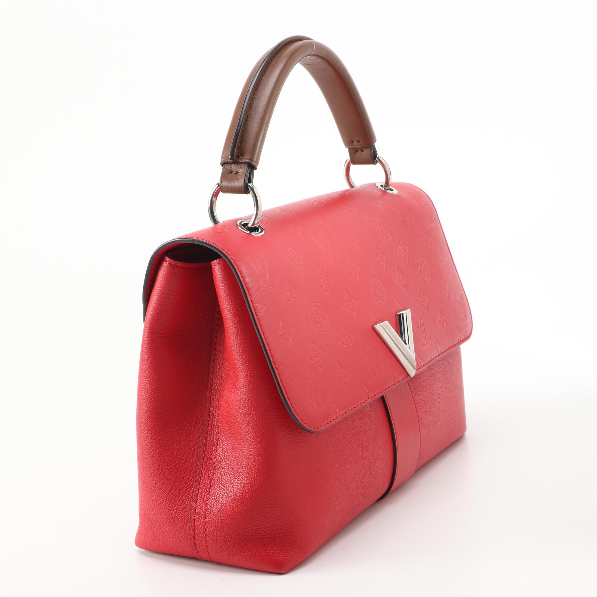 Louis Vuitton Very One Handle Bag in Red Monogram and Grained Leather