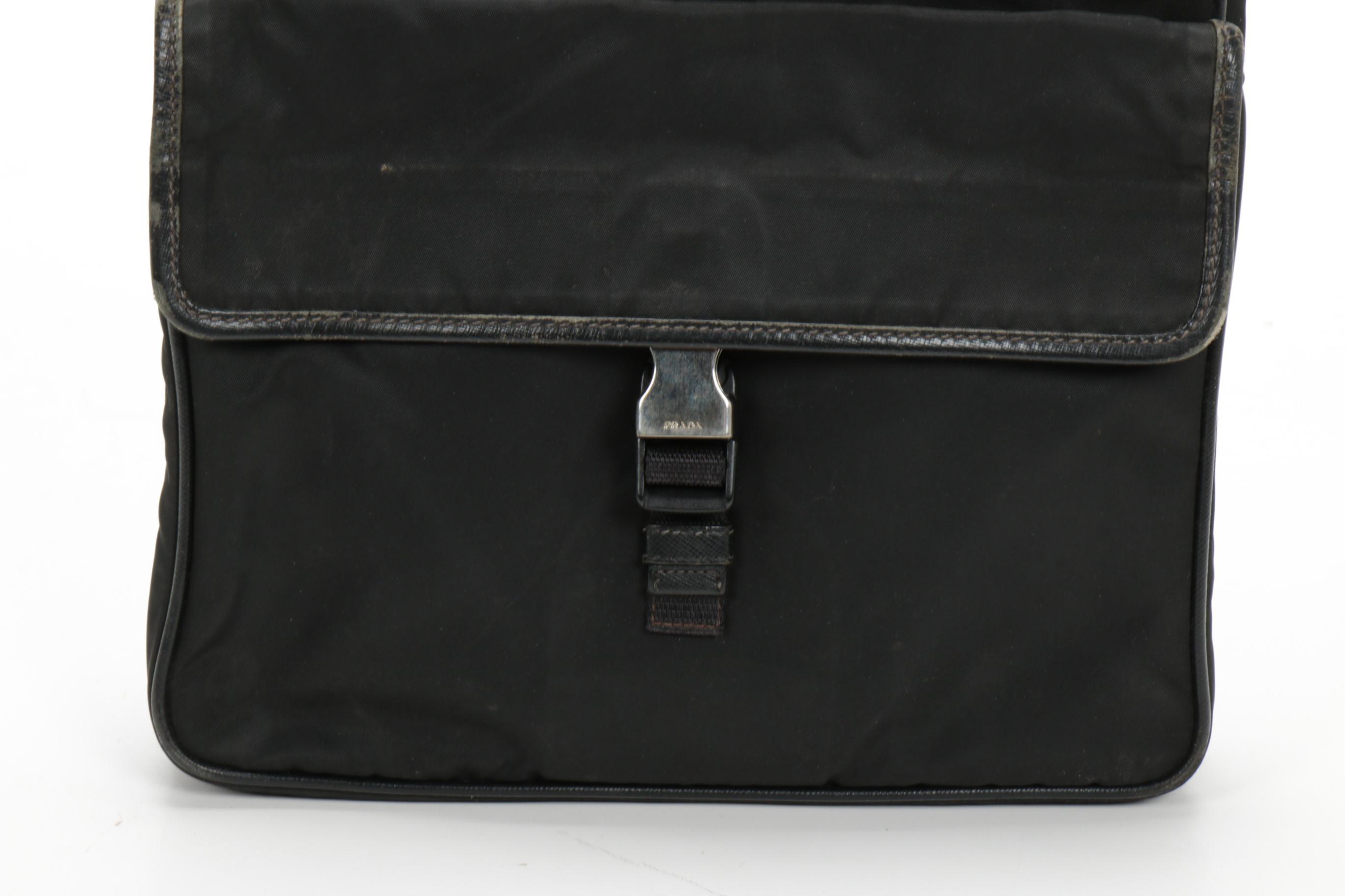 Prada  Crossbody Bag in Black Tessuto Nylon with Saffiano Leather Trim